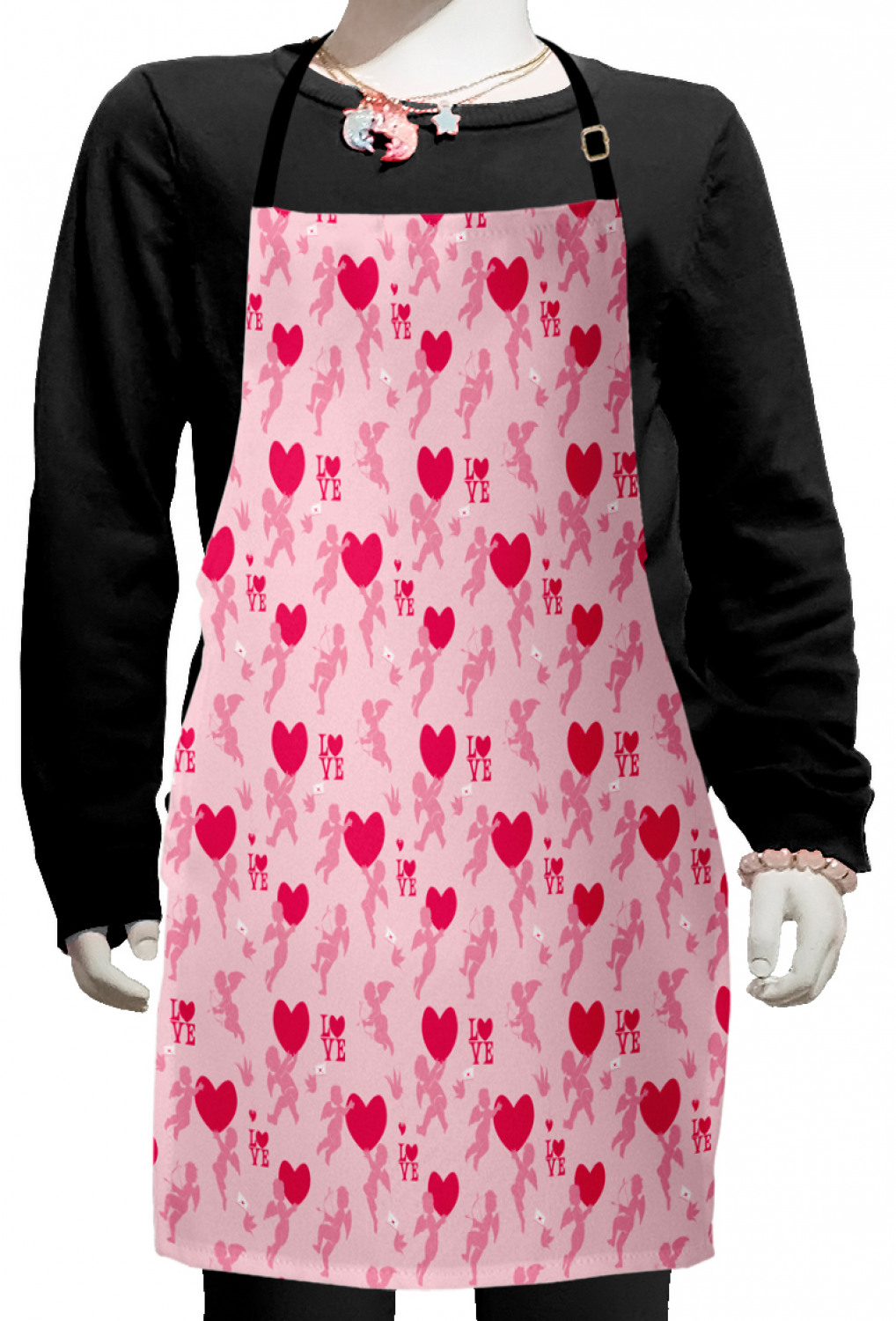 Ambesonne Hearts Kids Apron Boys Girls Apron Bib Cooking & Painting