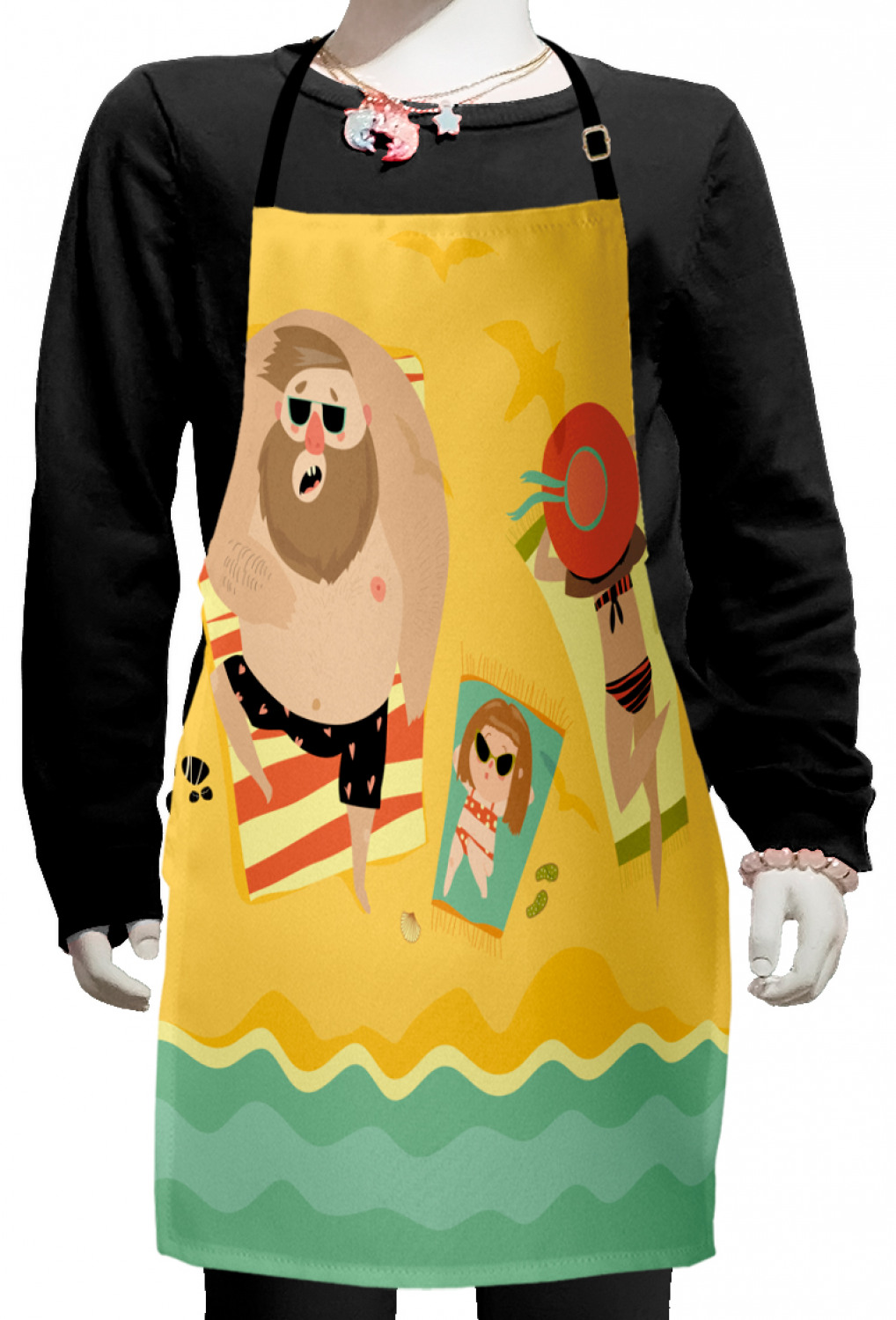 Ambesonne Beach Theme Kids Apron Boys Girls Apron Bib Cooking & Painting