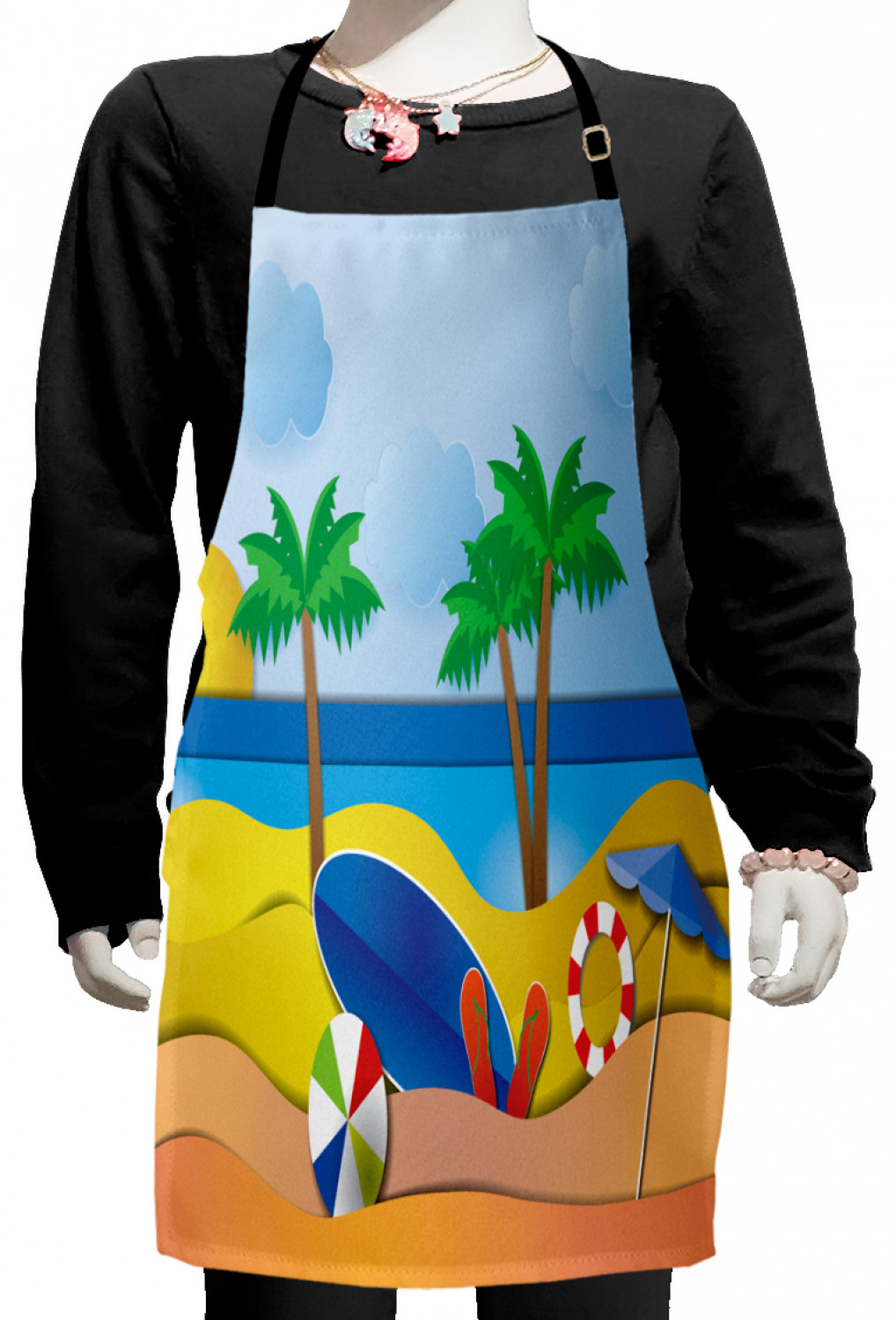 Ambesonne Beach Theme Kids Apron Boys Girls Apron Bib Cooking & Painting