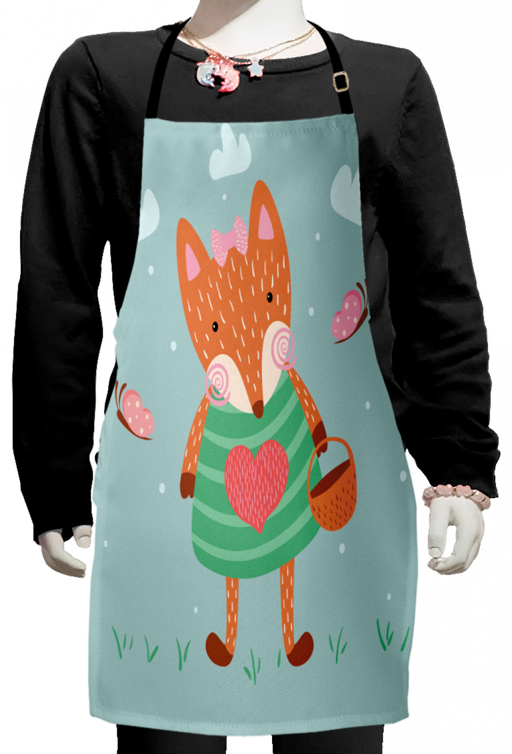 Ambesonne Fox Animal Kids Apron Boys Girls Apron Bib Cooking & Painting