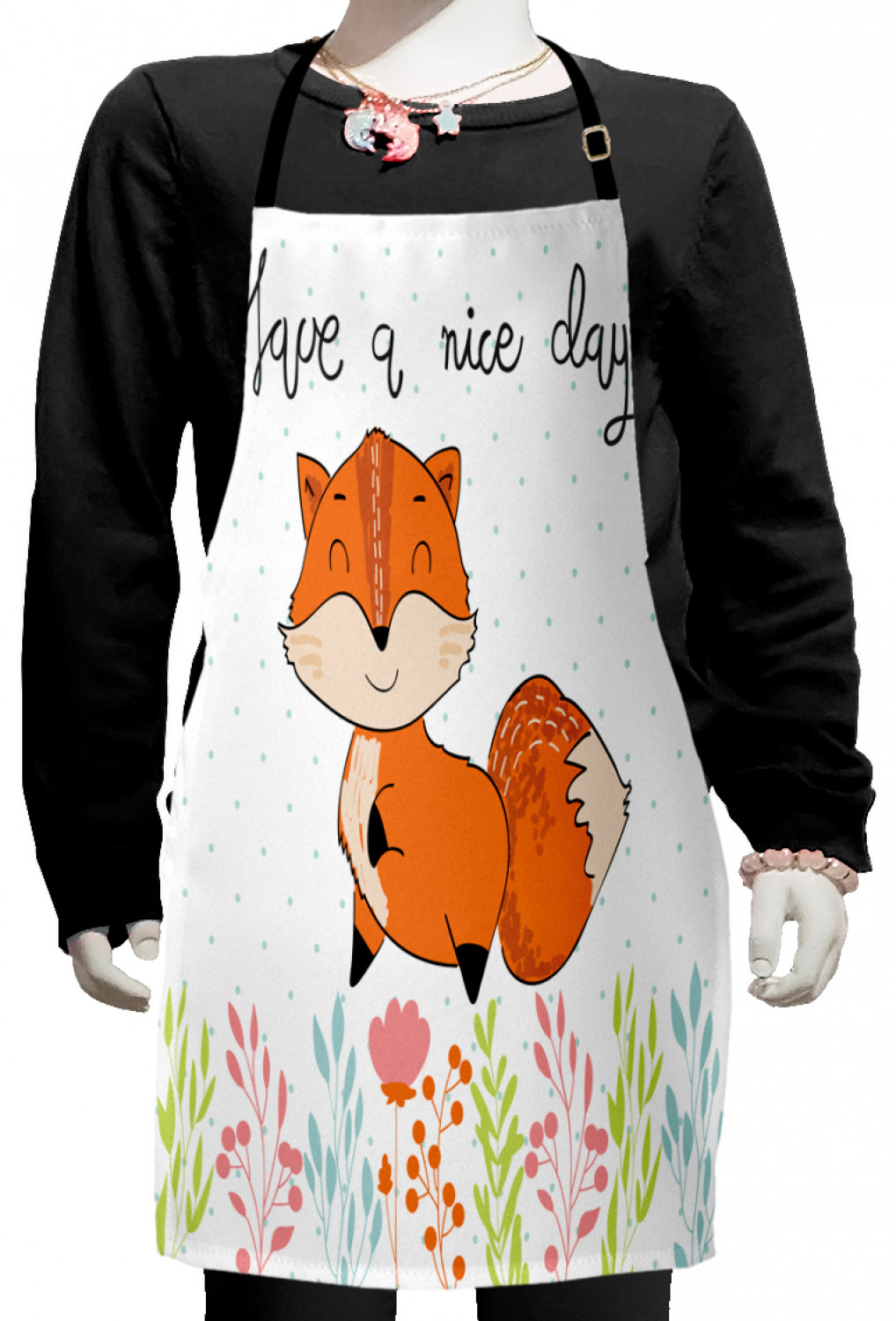 Ambesonne Fox Animal Kids Apron Boys Girls Apron Bib Cooking & Painting