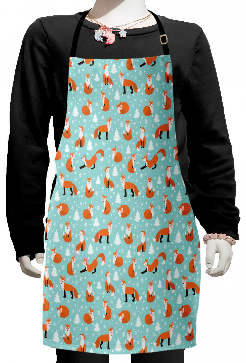 Ambesonne Fox Animal Kids Apron Boys Girls Apron Bib Cooking & Painting