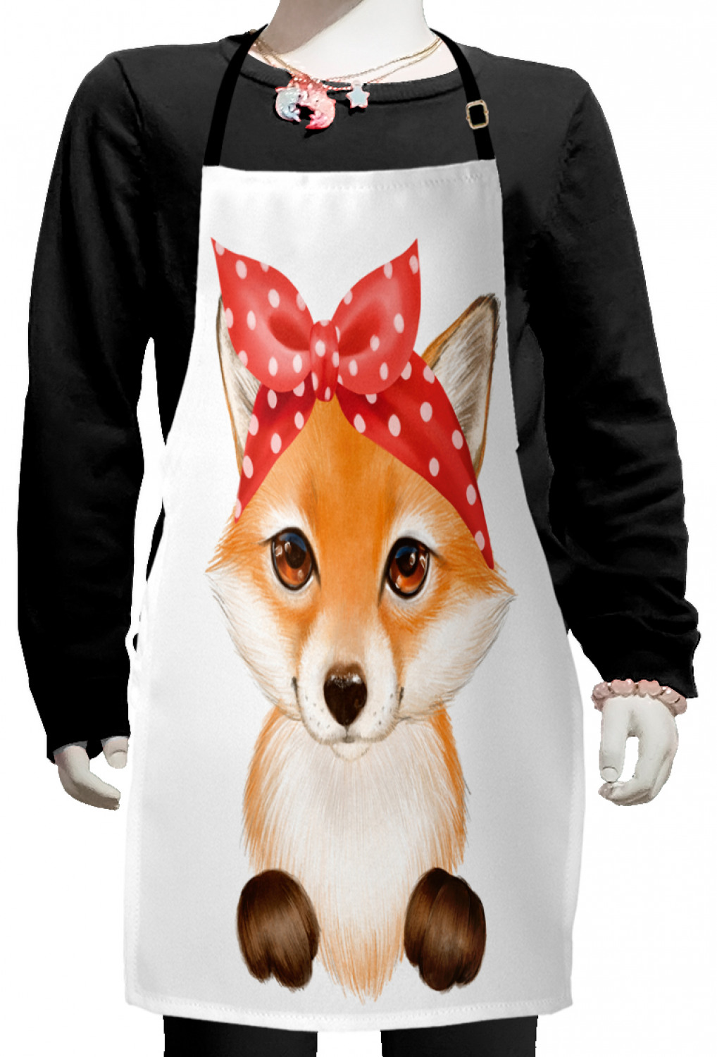 Ambesonne Fox Animal Kids Apron Boys Girls Apron Bib Cooking & Painting