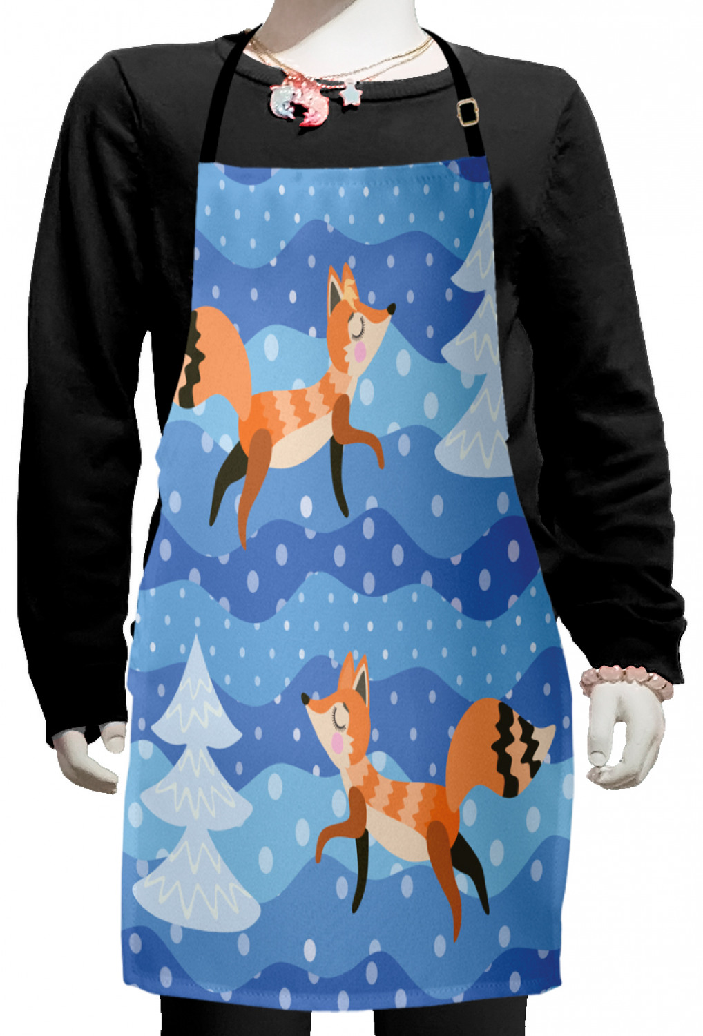 Ambesonne Fox Animal Kids Apron Boys Girls Apron Bib Cooking & Painting