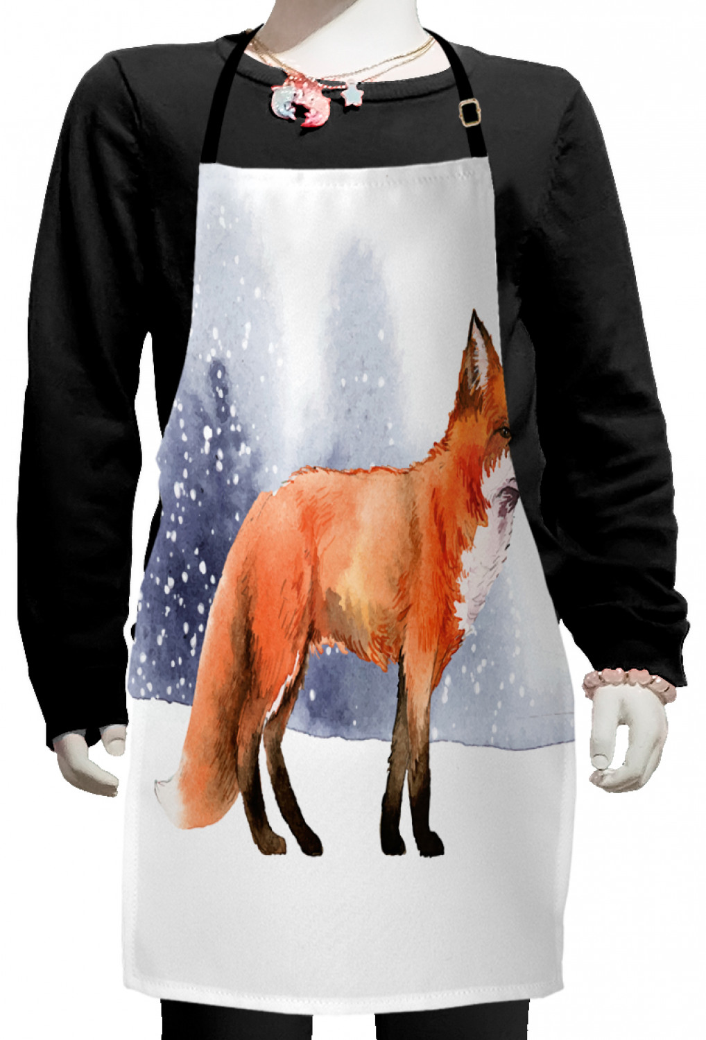 Ambesonne Fox Animal Kids Apron Boys Girls Apron Bib Cooking & Painting