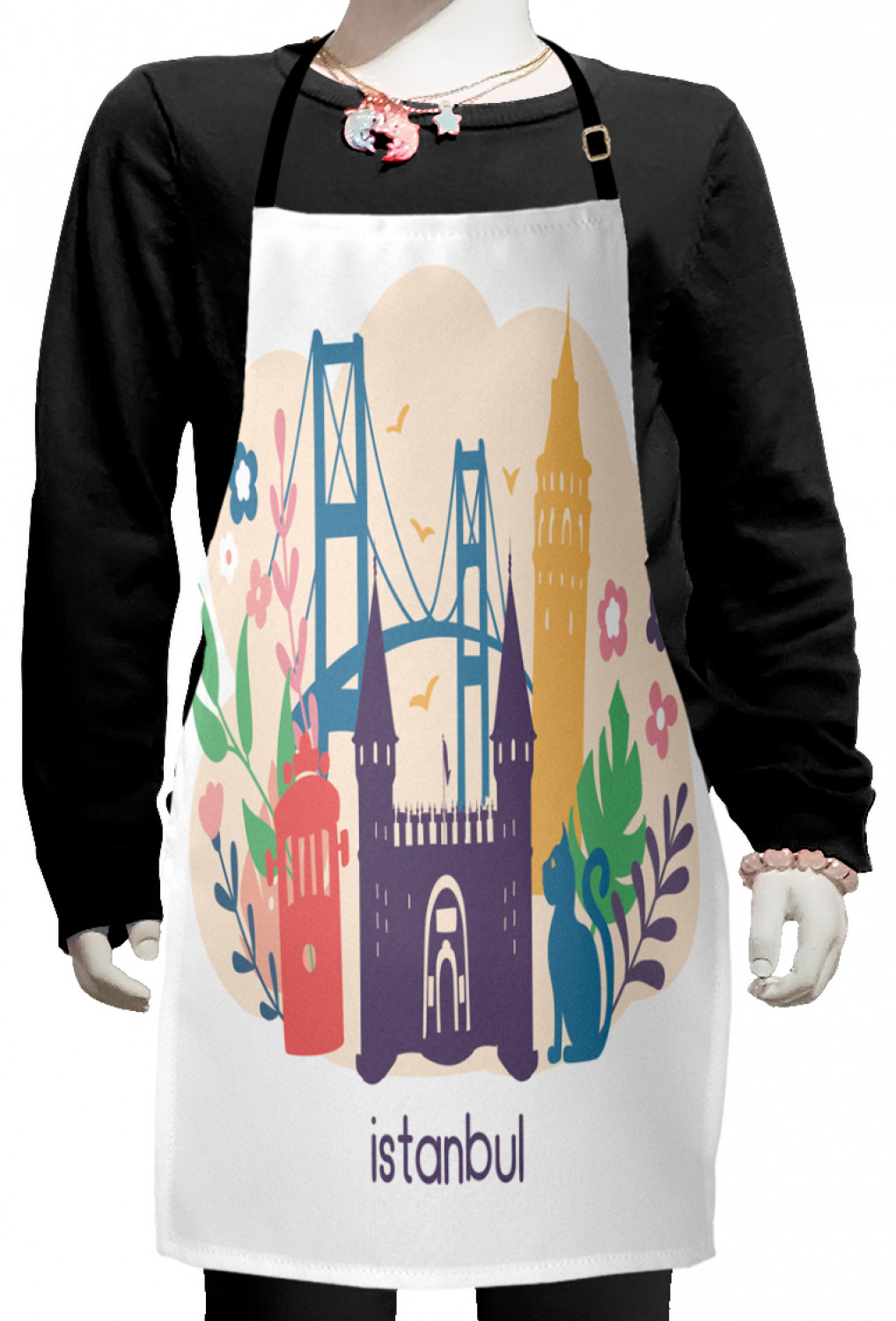 Ambesonne Travel Adventure Kids Apron Boys Girls Apron Bib Cooking & Painting