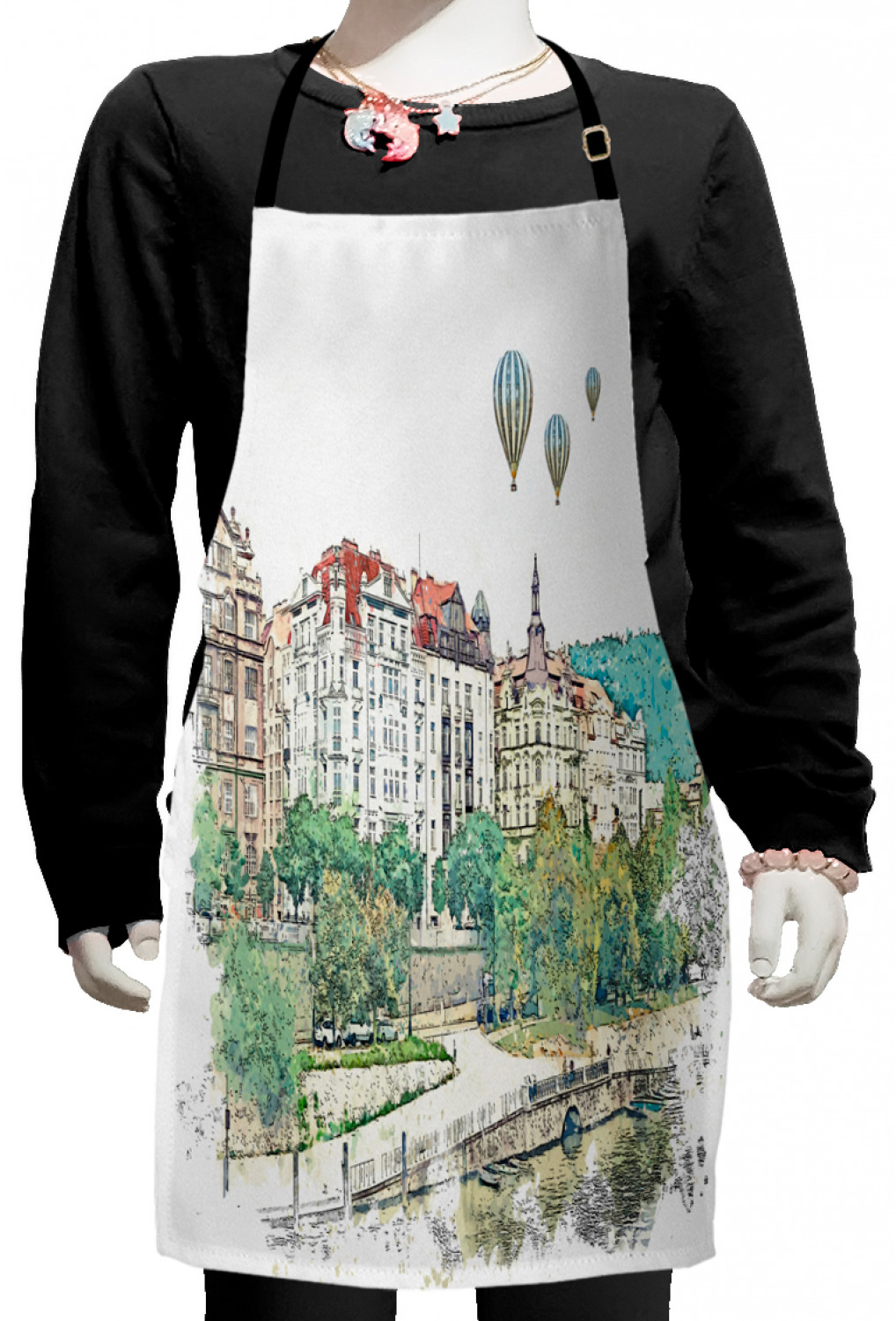 Ambesonne Travel Adventure Kids Apron Boys Girls Apron Bib Cooking & Painting