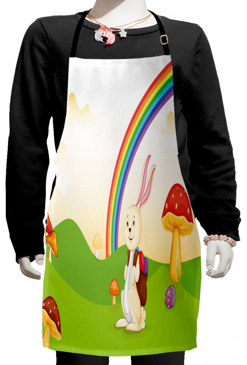 Ambesonne Rainbow Fun Kids Apron Boys Girls Apron Bib Cooking & Painting