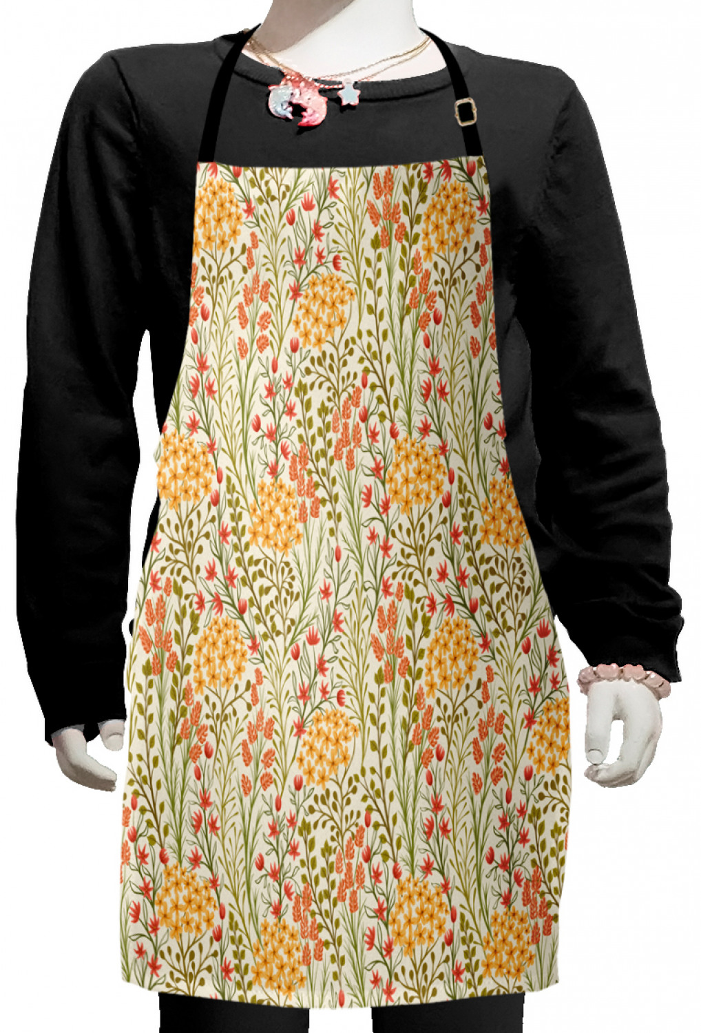 Ambesonne Flower Art Kids Apron Boys Girls Apron Bib Cooking & Painting - Bild 66 von 123