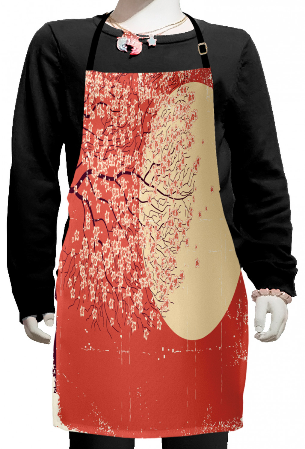 Ambesonne Cherry Blossom Kids Apron Boys Girls Apron Bib Cooking & Painting