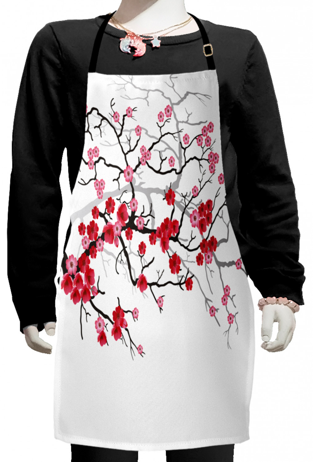 Ambesonne Cherry Blossom Kids Apron Boys Girls Apron Bib Cooking & Painting