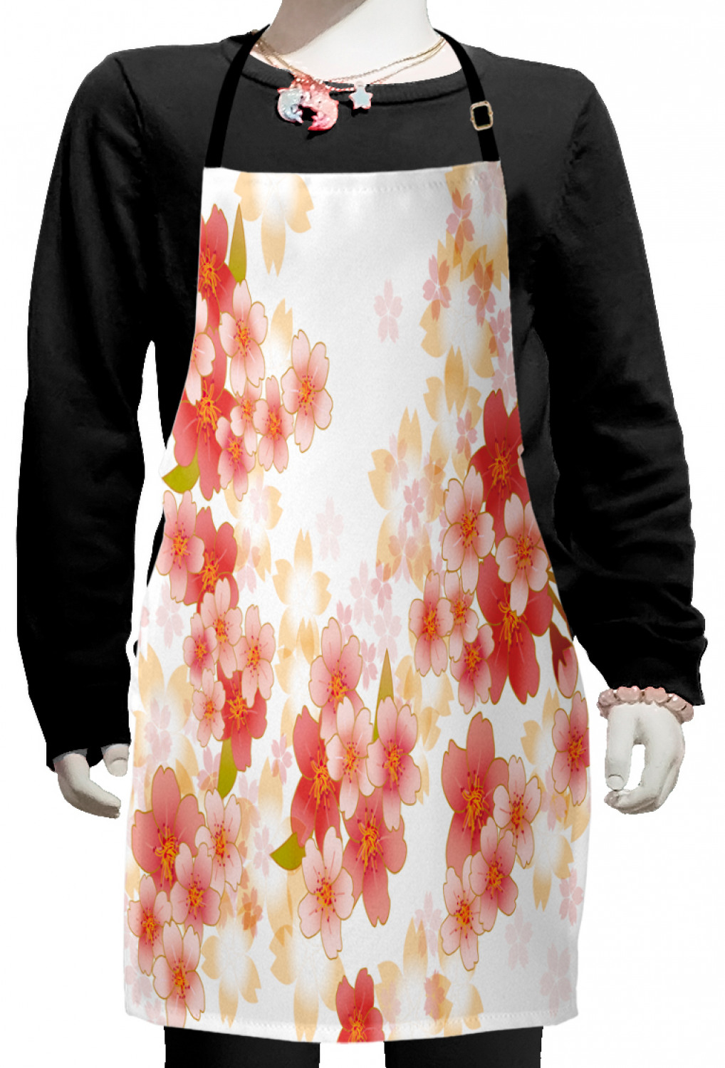 Ambesonne Cherry Blossom Kids Apron Boys Girls Apron Bib Cooking & Painting