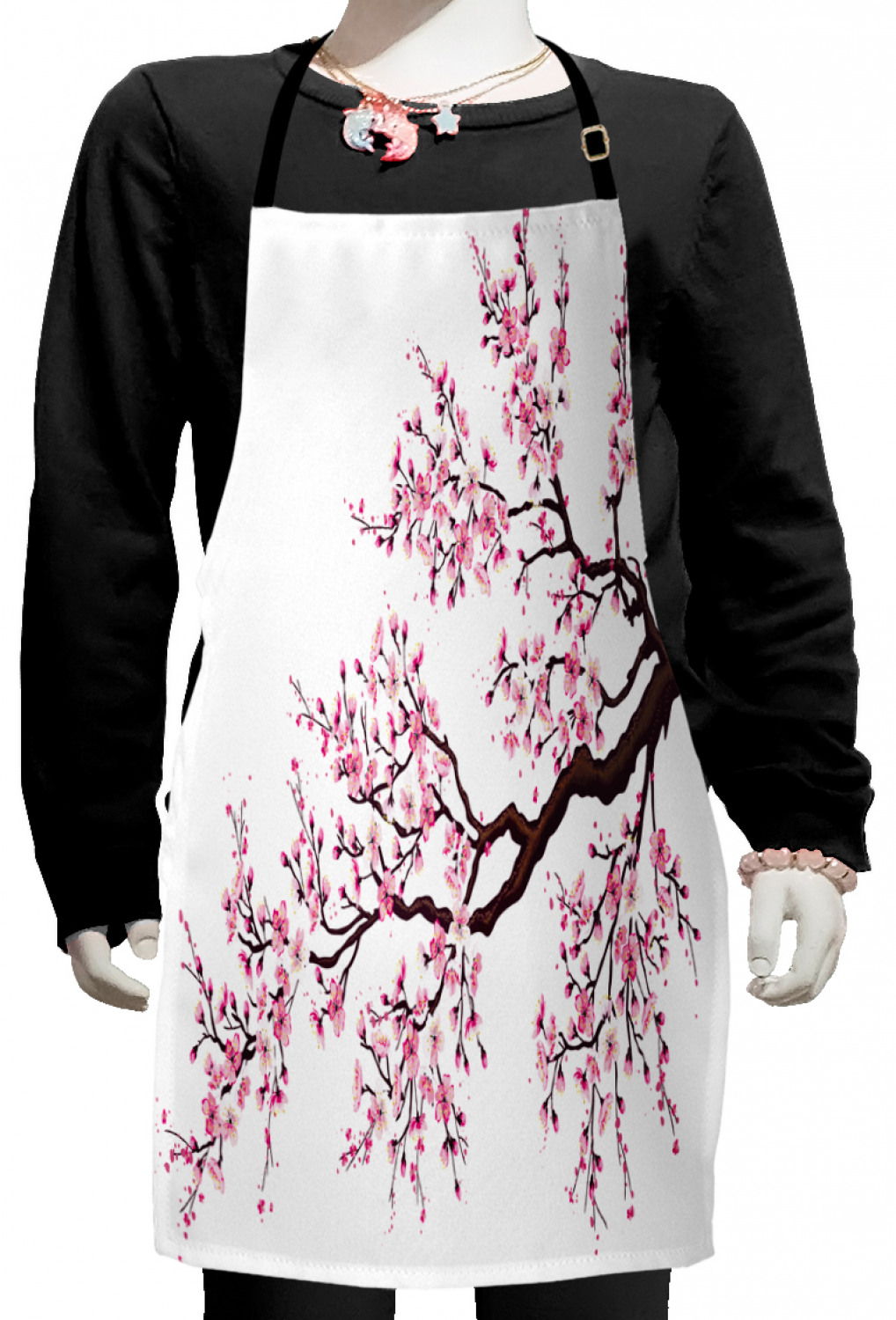 Ambesonne Cherry Blossom Kids Apron Boys Girls Apron Bib Cooking & Painting