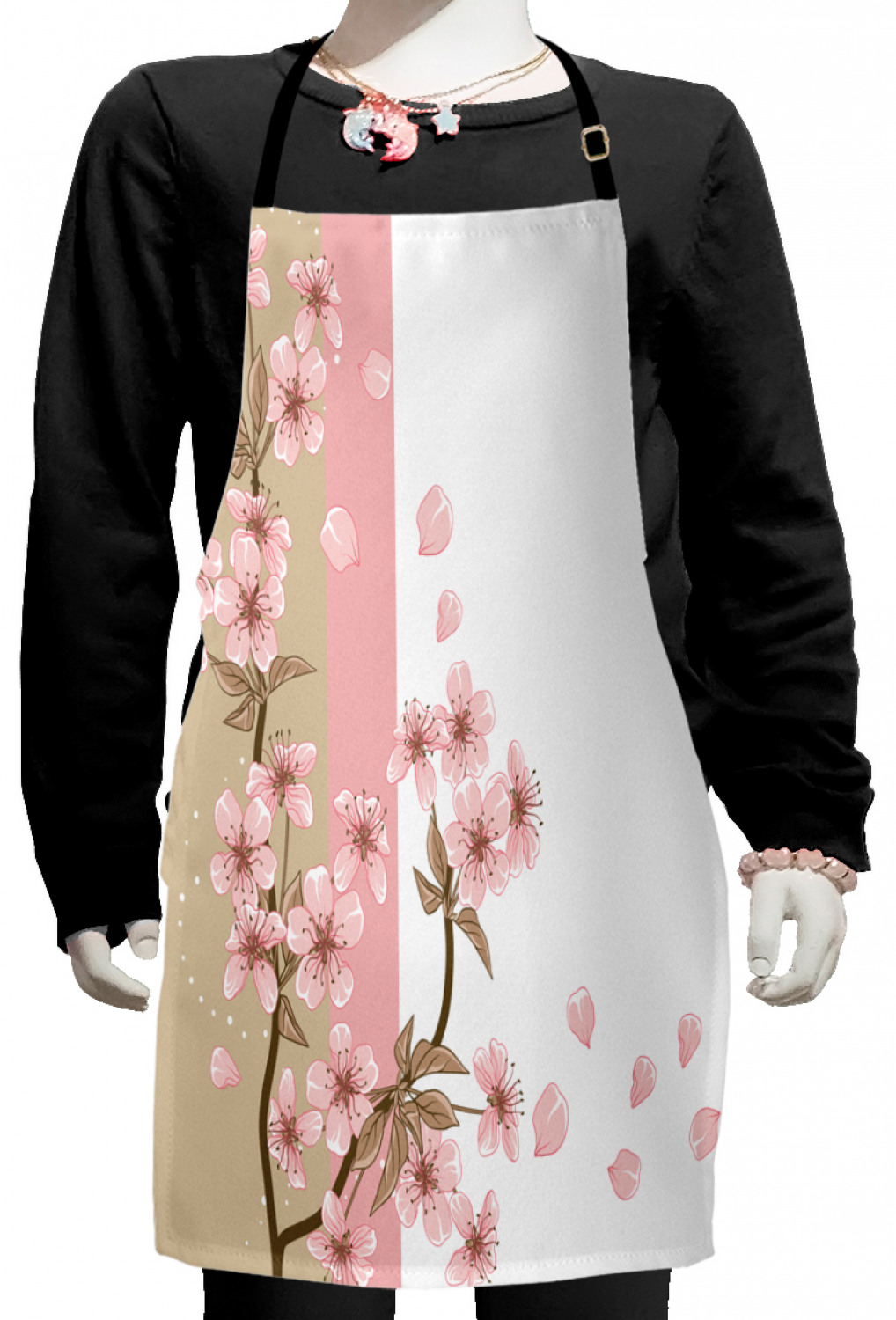 Ambesonne Cherry Blossom Kids Apron Boys Girls Apron Bib Cooking & Painting