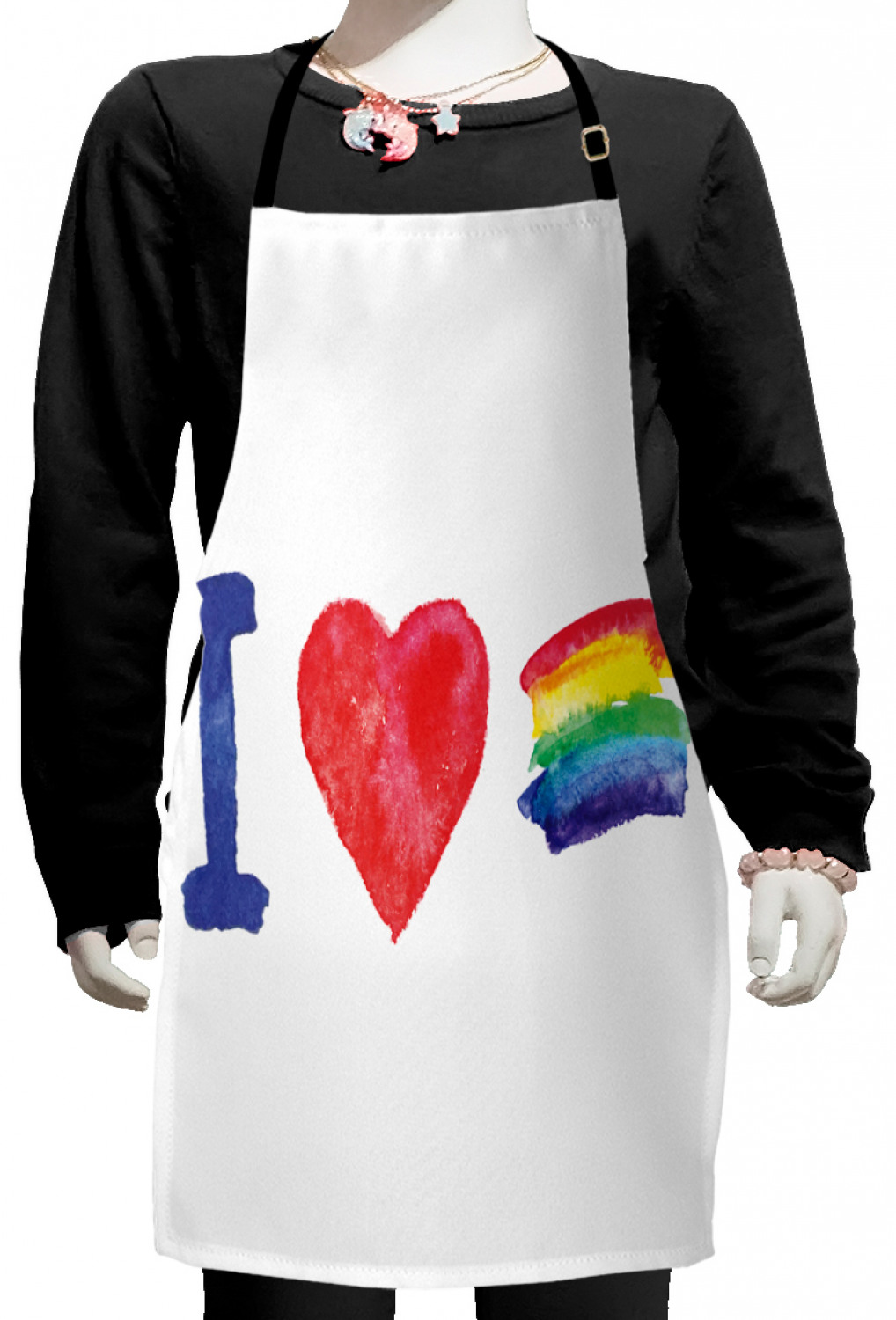 Ambesonne Rainbow Fun Kids Apron Boys Girls Apron Bib Cooking & Painting