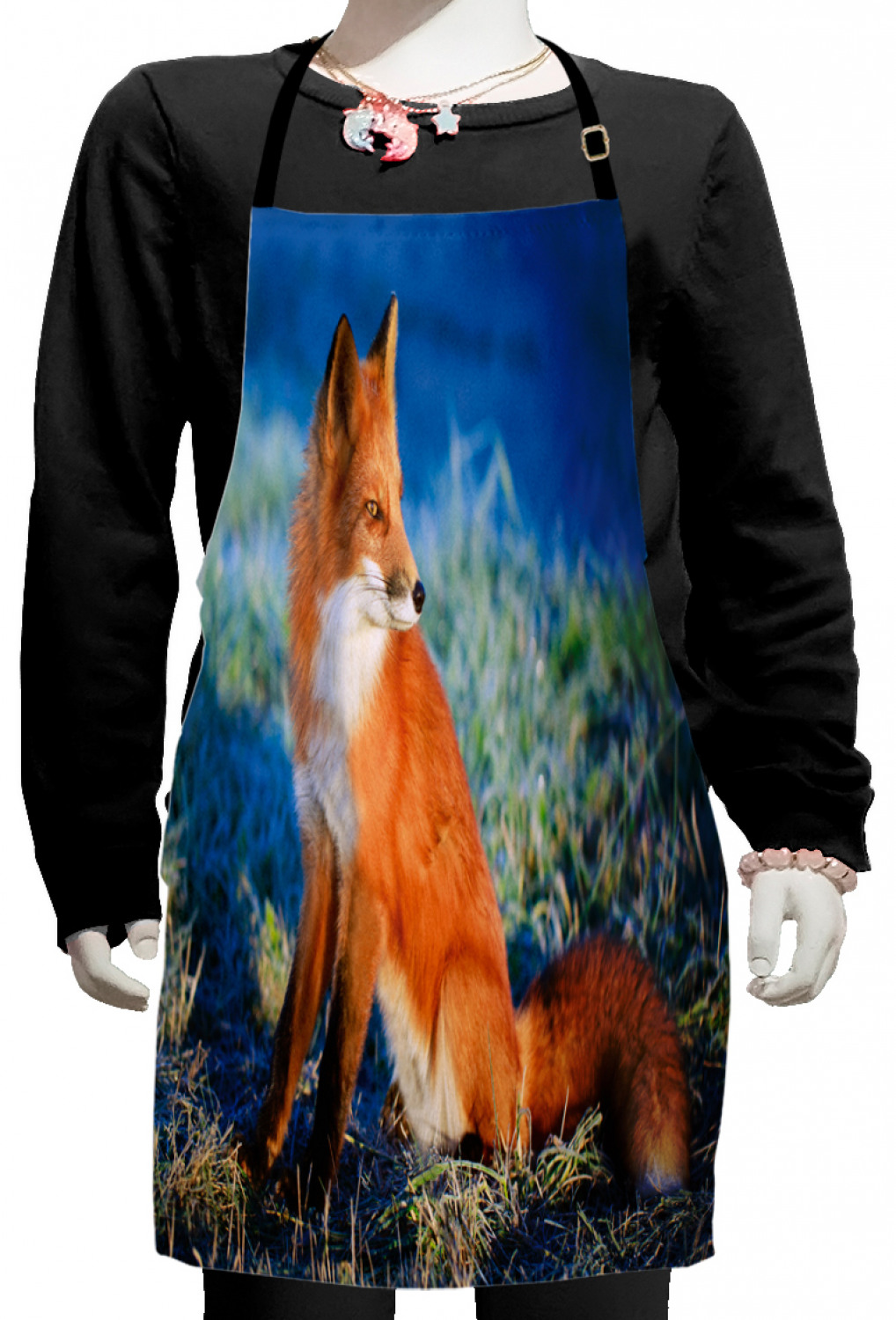 Ambesonne Fox Animal Kids Apron Boys Girls Apron Bib Cooking & Painting