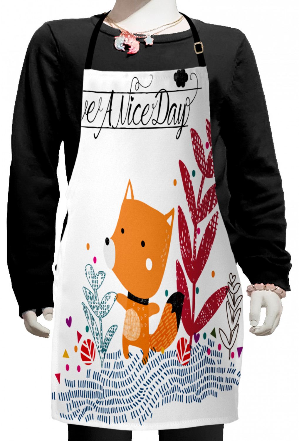 Ambesonne Fox Animal Kids Apron Boys Girls Apron Bib Cooking & Painting