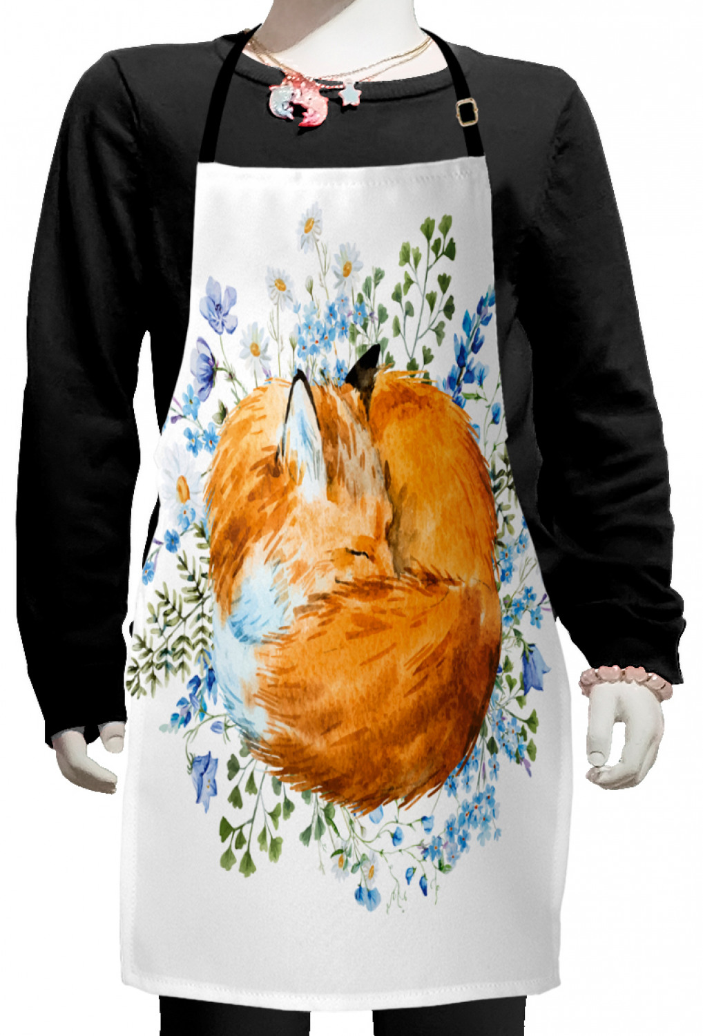 Ambesonne Fox Animal Kids Apron Boys Girls Apron Bib Cooking & Painting