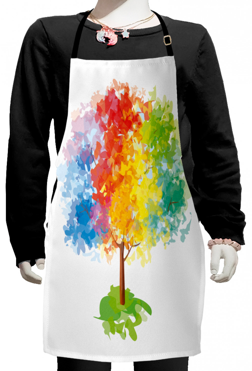 Ambesonne Rainbow Fun Kids Apron Boys Girls Apron Bib Cooking & Painting