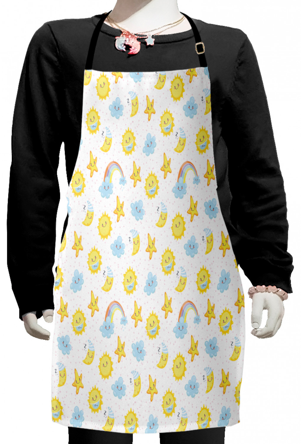 Ambesonne Moon Kids Apron Boys Girls Apron Bib Cooking & Painting