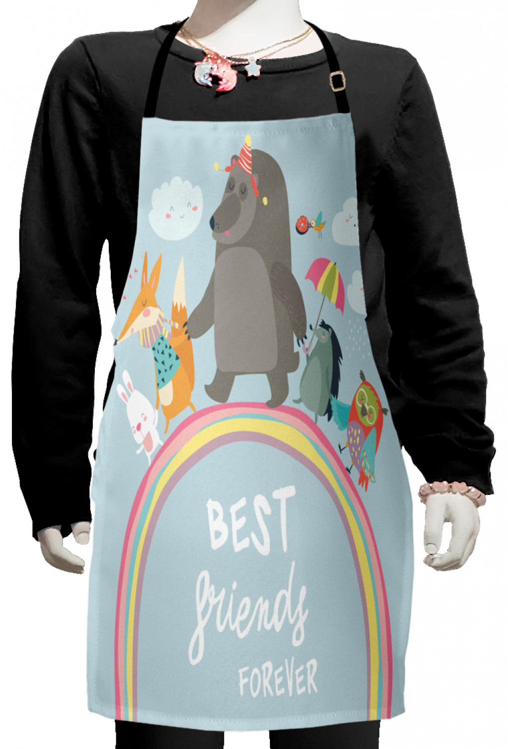 Ambesonne Rainbow Fun Kids Apron Boys Girls Apron Bib Cooking & Painting