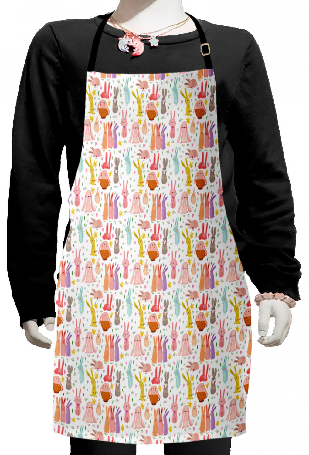 Ambesonne Bunny Kids Apron Boys Girls Apron Bib Cooking & Painting