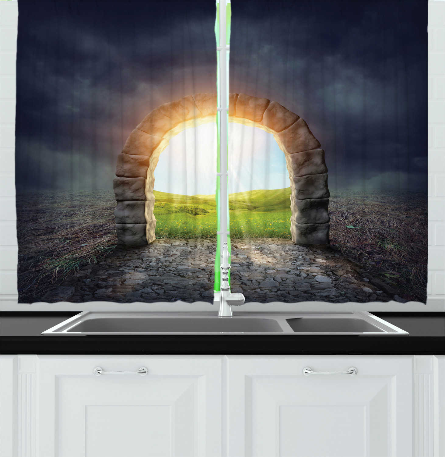 Nature Theme Kitchen Curtains 2 Panel Set Window Drapes 55" X 39" - Picture 13 of 25