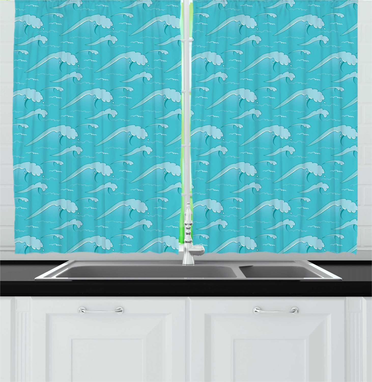 Nature Theme Kitchen Curtains 2 Panel Set Window Drapes 55" X 39" - Picture 15 of 25
