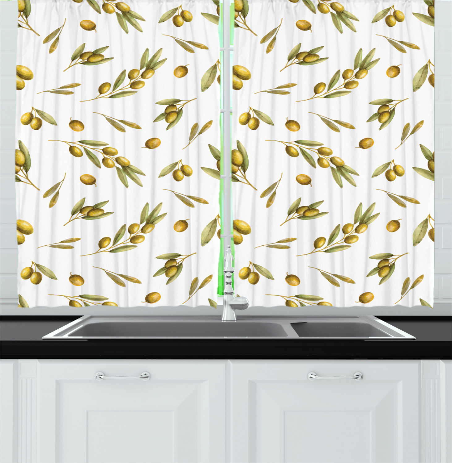 Nature Theme Kitchen Curtains 2 Panel Set Window Drapes 55" X 39" - Picture 16 of 25