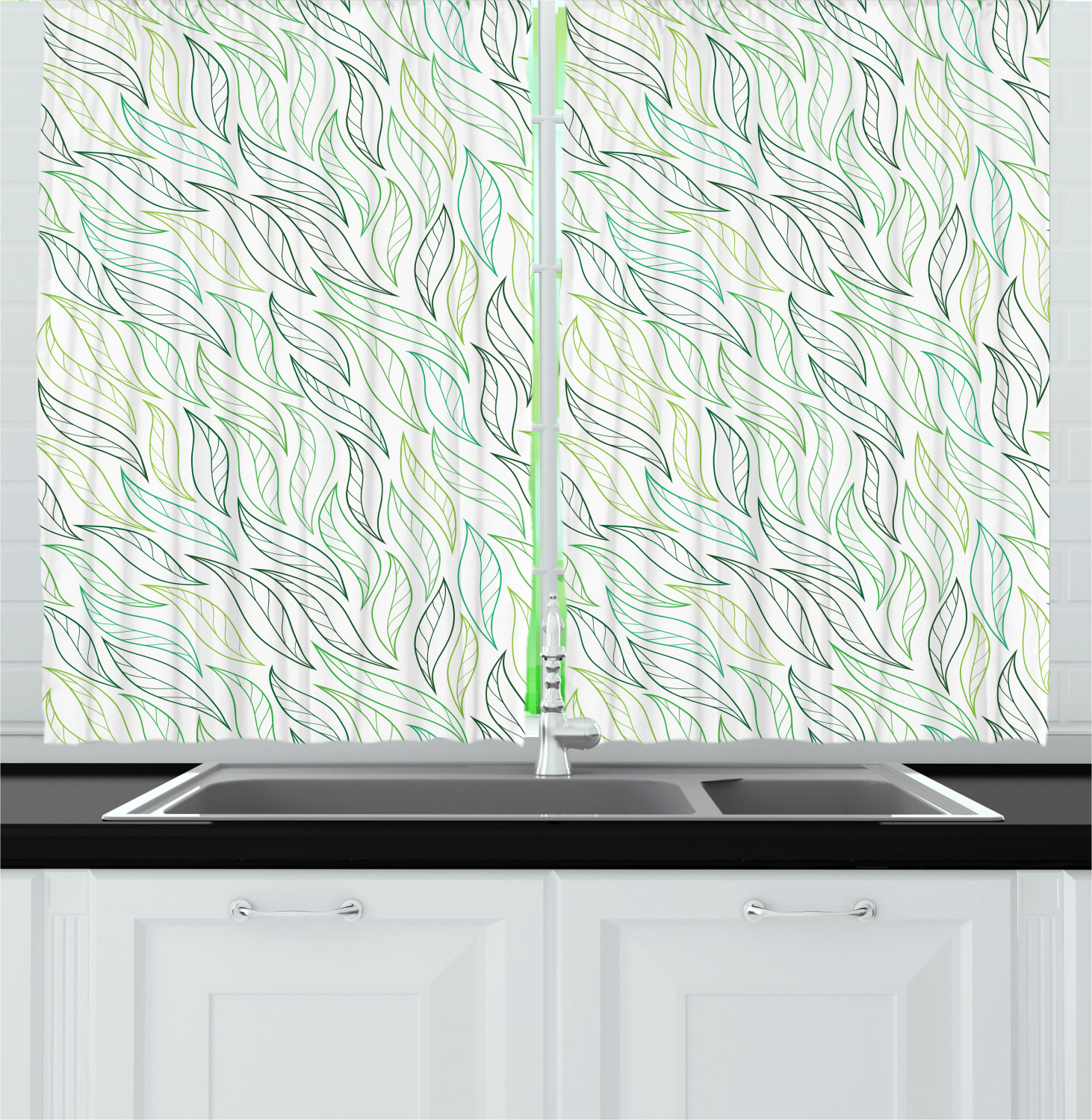 Nature Theme Kitchen Curtains 2 Panel Set Window Drapes 55" X 39" - Picture 18 of 25