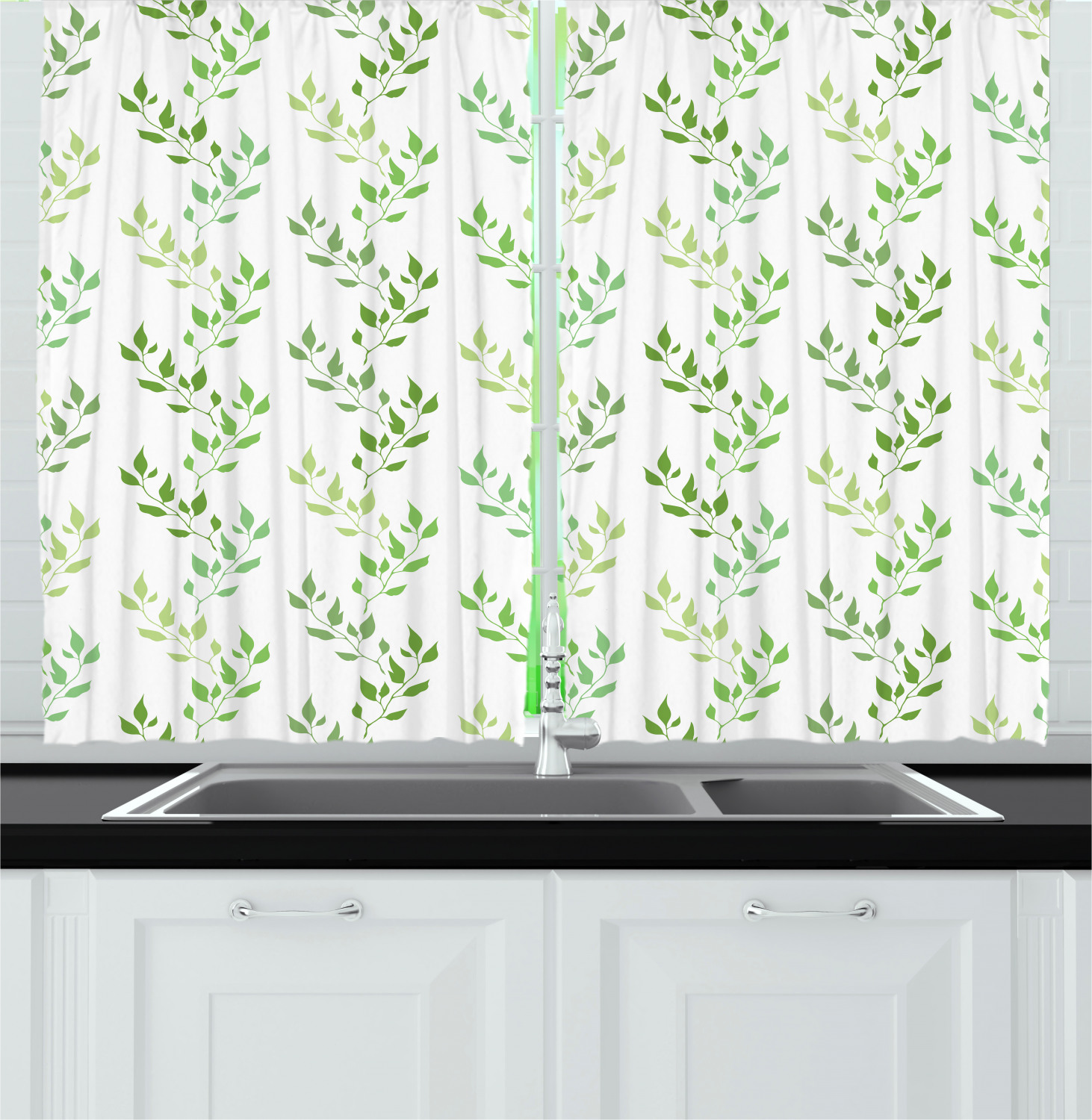 Nature Theme Kitchen Curtains 2 Panel Set Window Drapes 55" X 39" - Picture 22 of 25