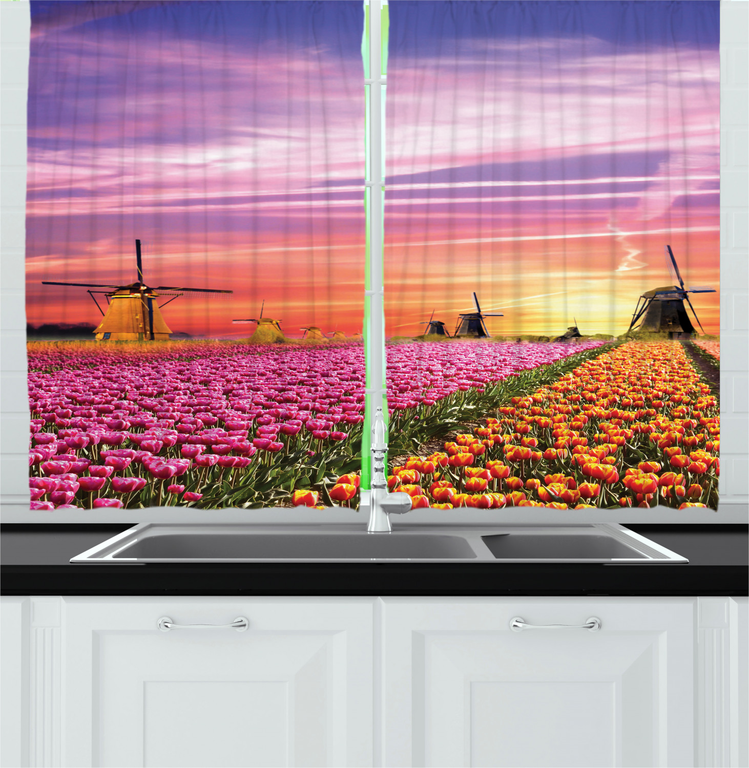 Nature Theme Kitchen Curtains 2 Panel Set Window Drapes 55" X 39" - Picture 20 of 25