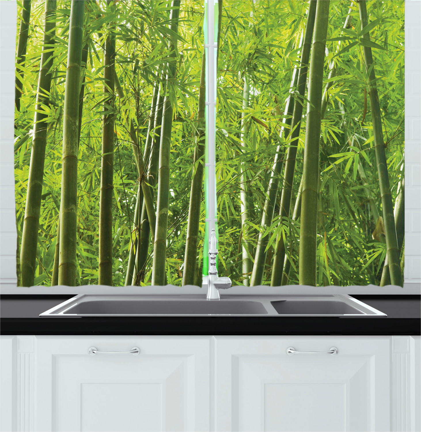 Nature Theme Kitchen Curtains 2 Panel Set Window Drapes 55" X 39" - Picture 8 of 25
