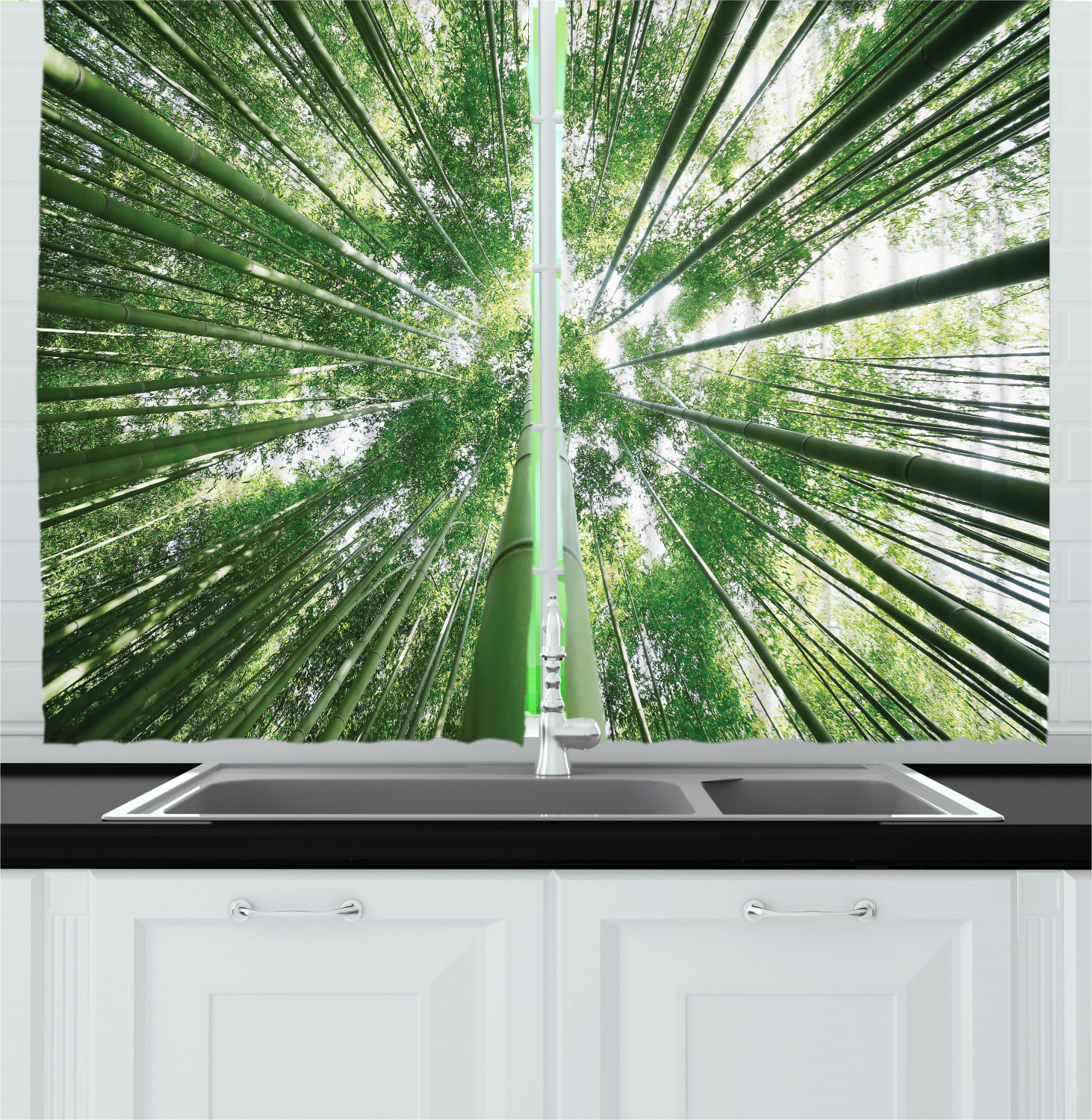 Nature Theme Kitchen Curtains 2 Panel Set Window Drapes 55" X 39" - Picture 24 of 25
