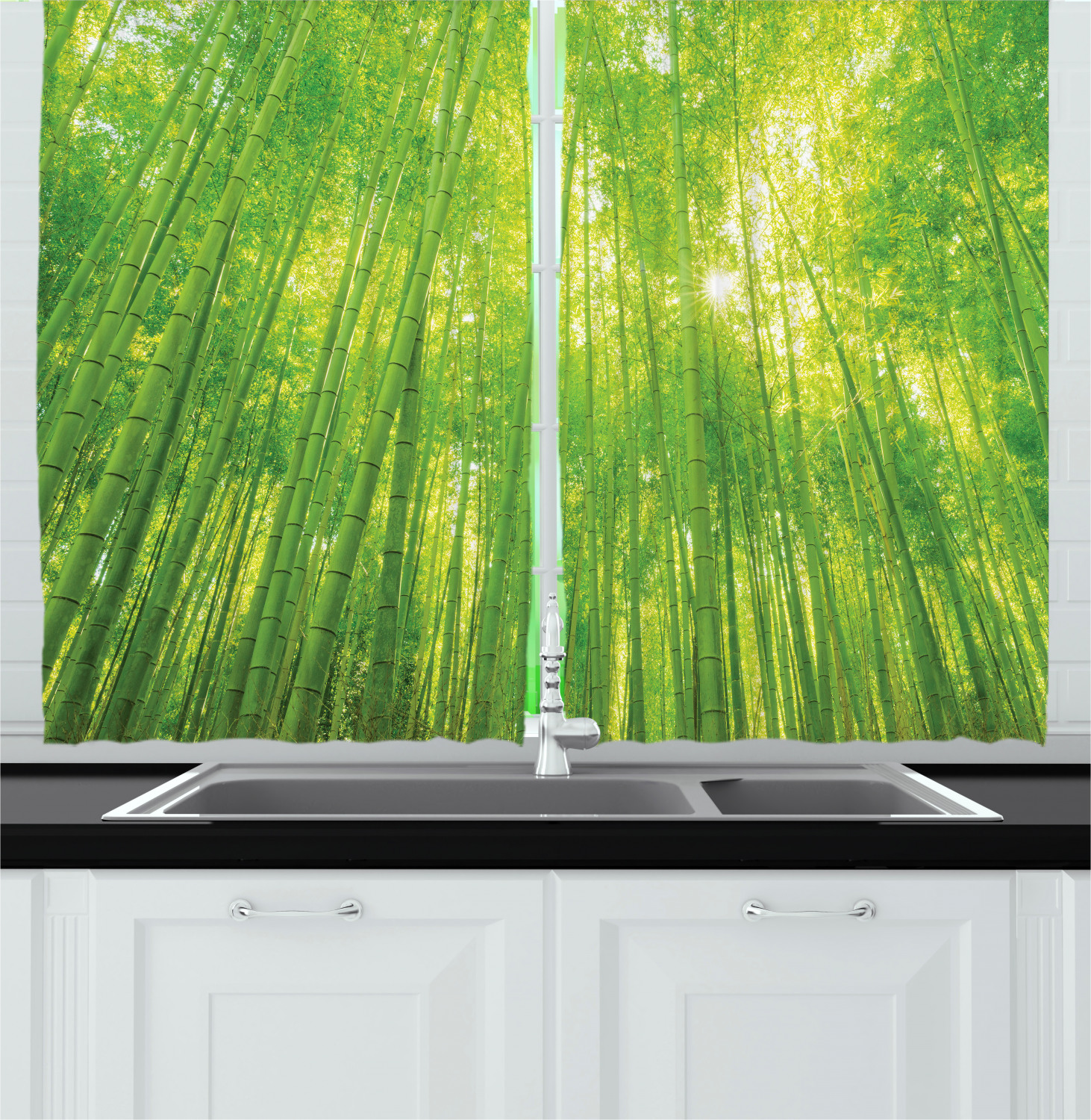 Nature Theme Kitchen Curtains 2 Panel Set Window Drapes 55" X 39" - Picture 9 of 25
