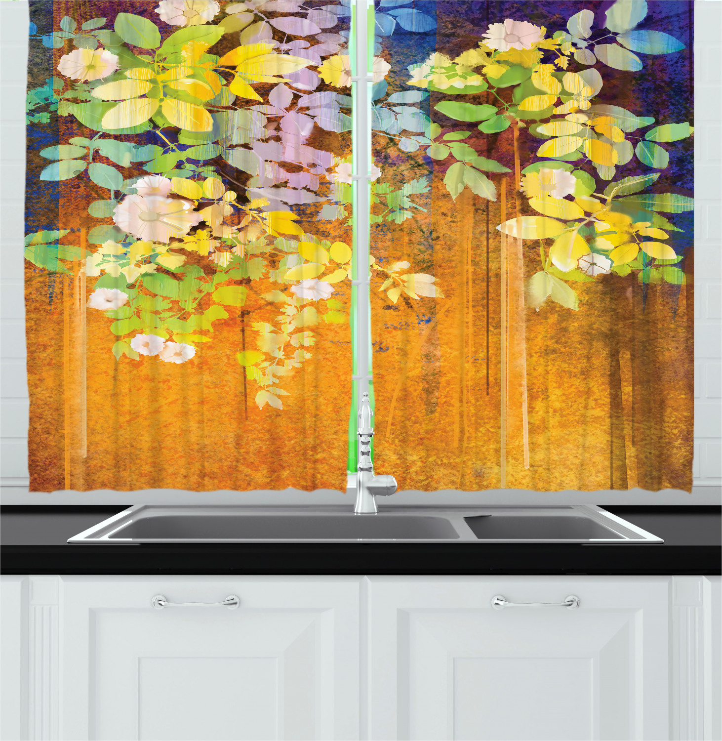Colorful Kitchen Curtains 2 Panel Set Window Drapes 55" X 39" eBay