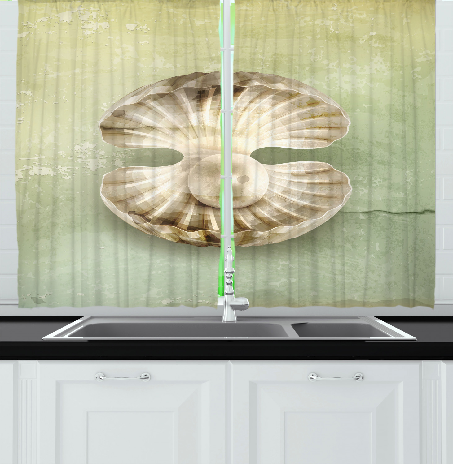 Pearls Kitchen Curtains 2 Panel Set Window Drapes 55" X 39" Ambesonne - Bild 16 von 24