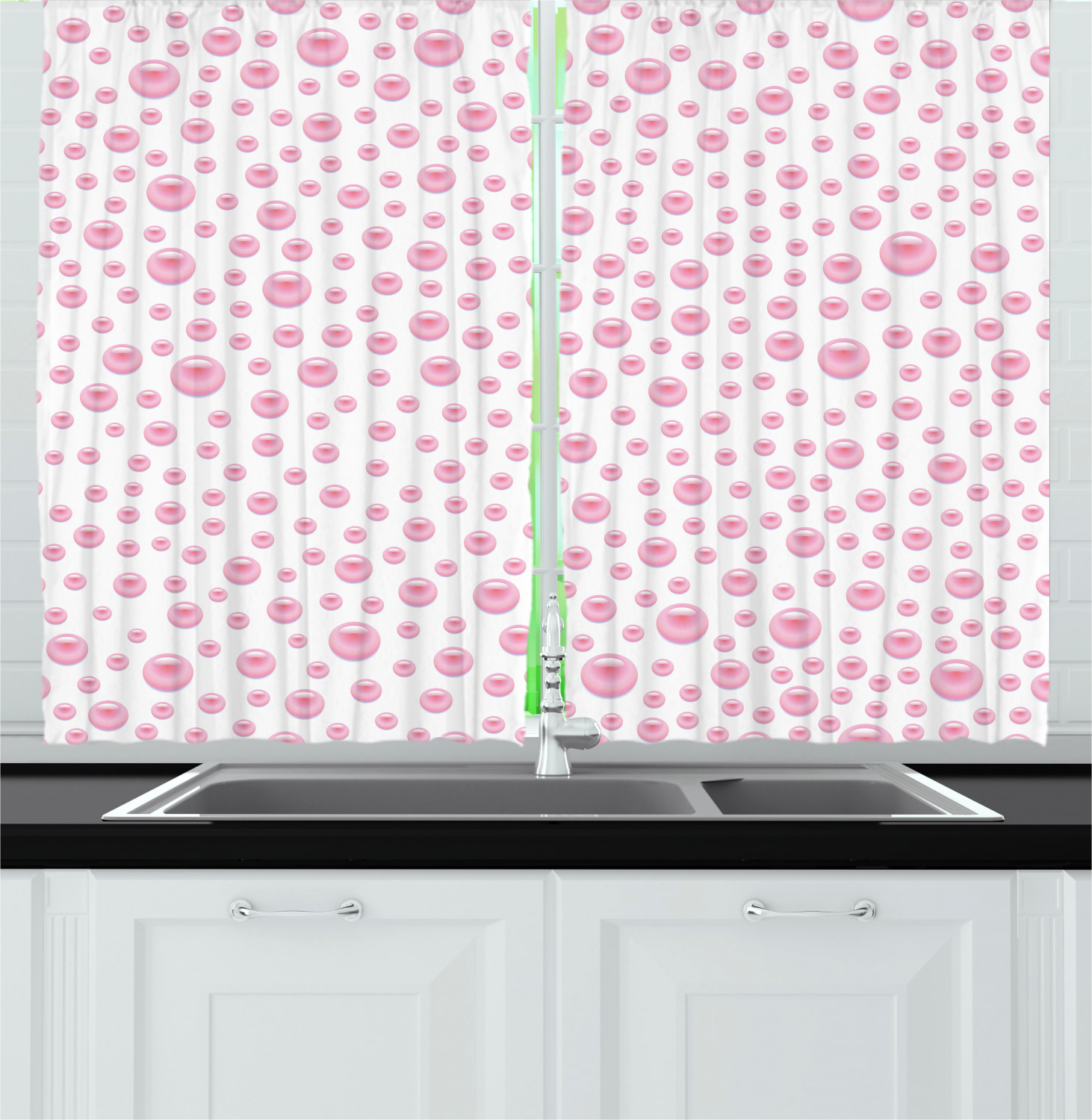 Pearls Kitchen Curtains 2 Panel Set Window Drapes 55" X 39" Ambesonne - Bild 18 von 24