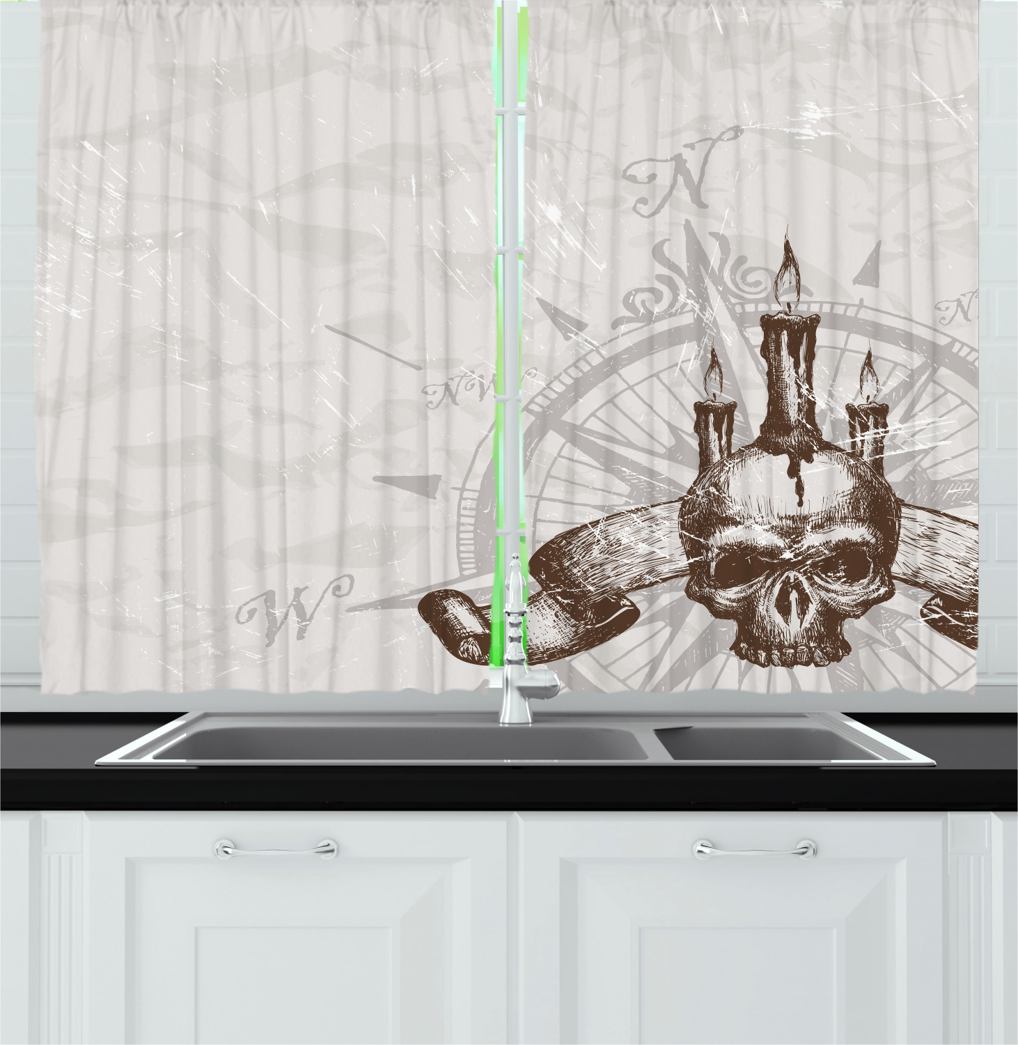 Musical Kitchen Curtains 2 Panel Set Window Drapes 55" X 39" by Ambesonne 