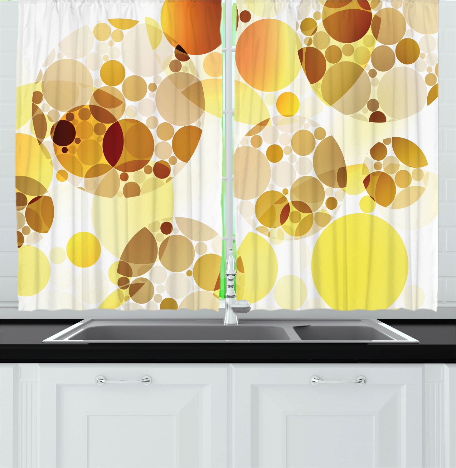 Colorful Pattern Kitchen Curtains 2 Panel Set Window Drapes 55