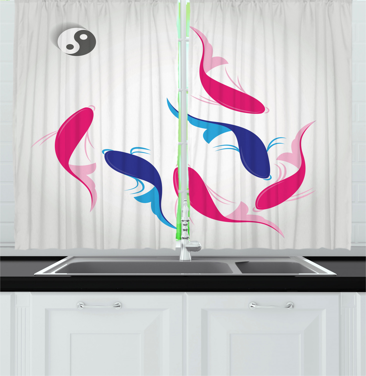 Japan Kitchen Curtains 2 Panel Set Window Drapes 55" X 39" Ambesonne eBay