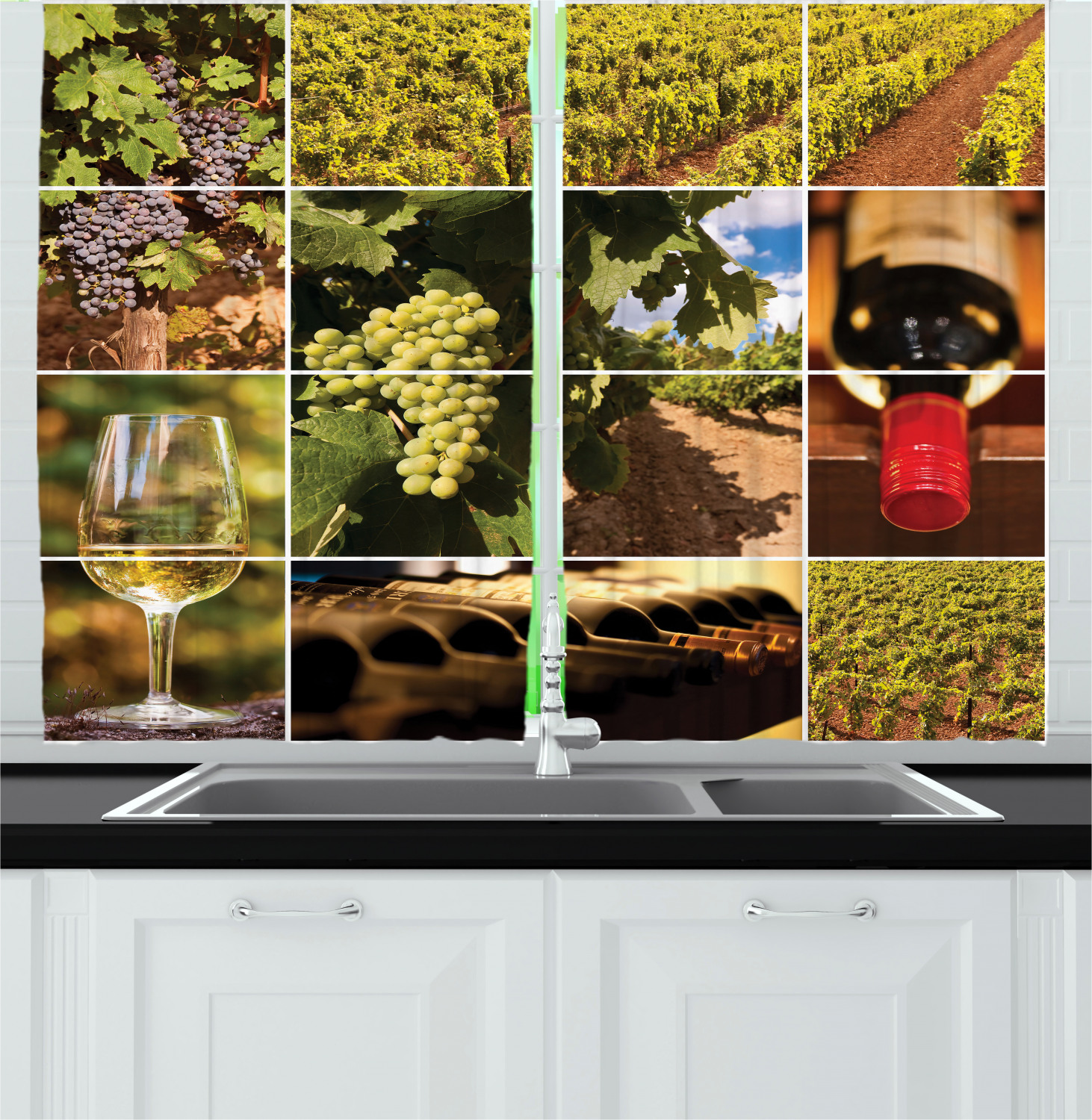 Colorful Collage Kitchen Curtains 2 Panel Set Window ...