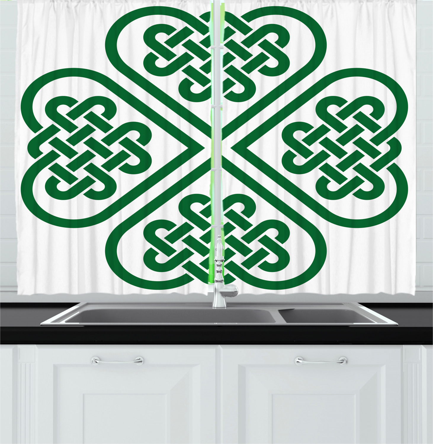 Celtic Kitchen Curtains 2 Panel Set Window Drapes 55" X 39" Ambesonne 