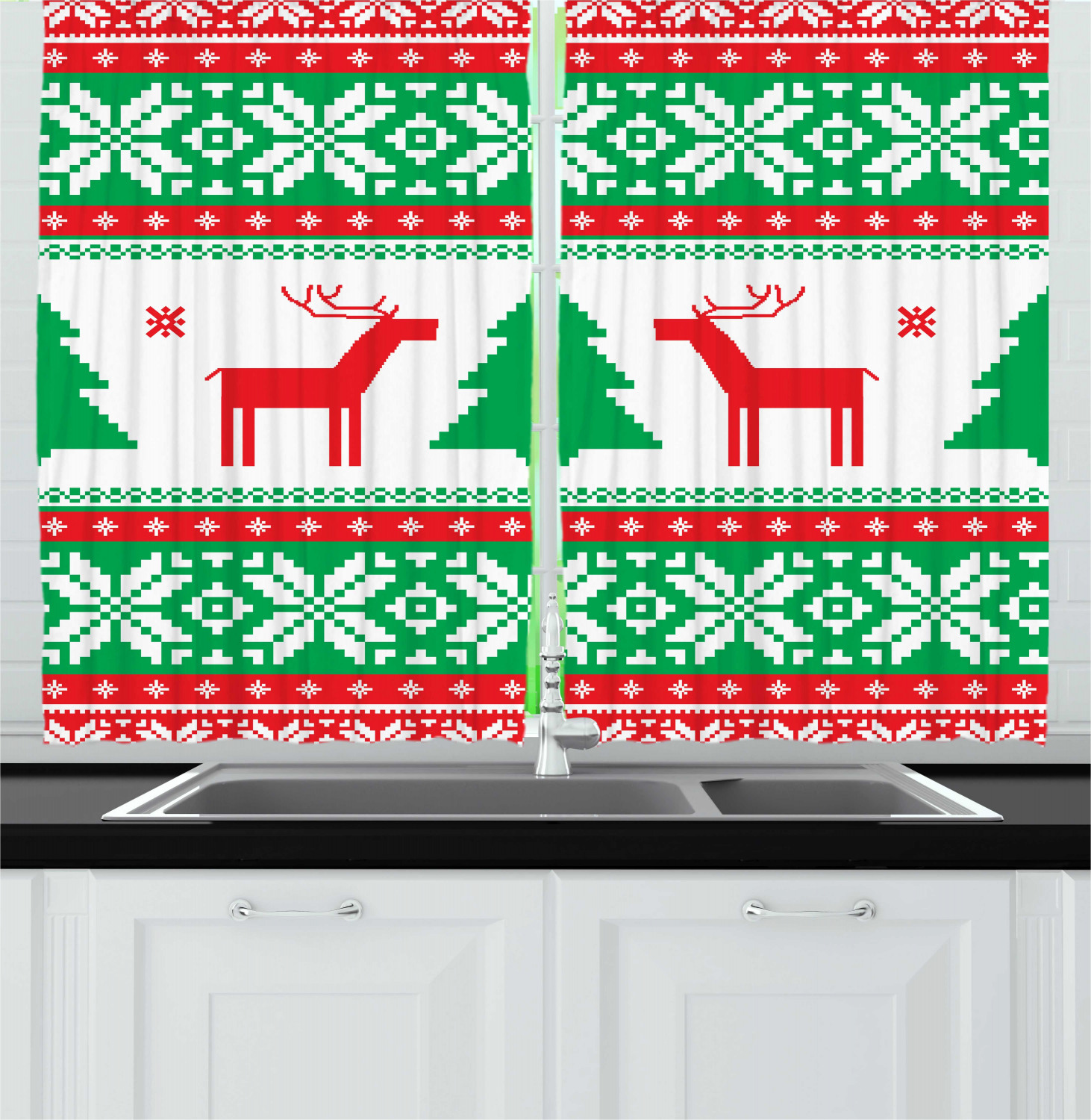 Festive Holiday Kitchen Curtains 2 Panel Set Window Drapes 55 X 39 EBay   Kc 19394 