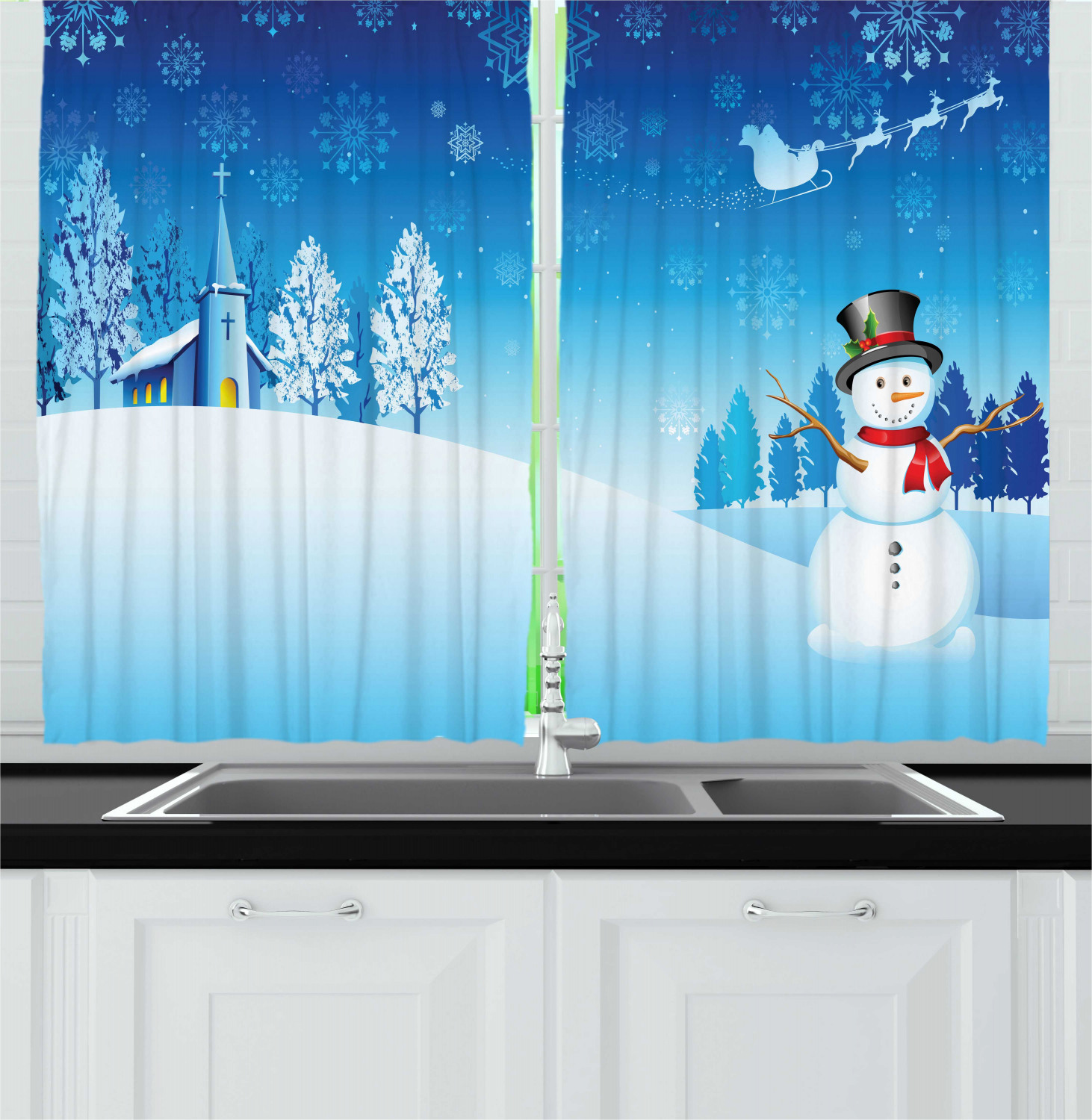 Festive Holiday Kitchen Curtains 2 Panel Set Window Drapes 55 X