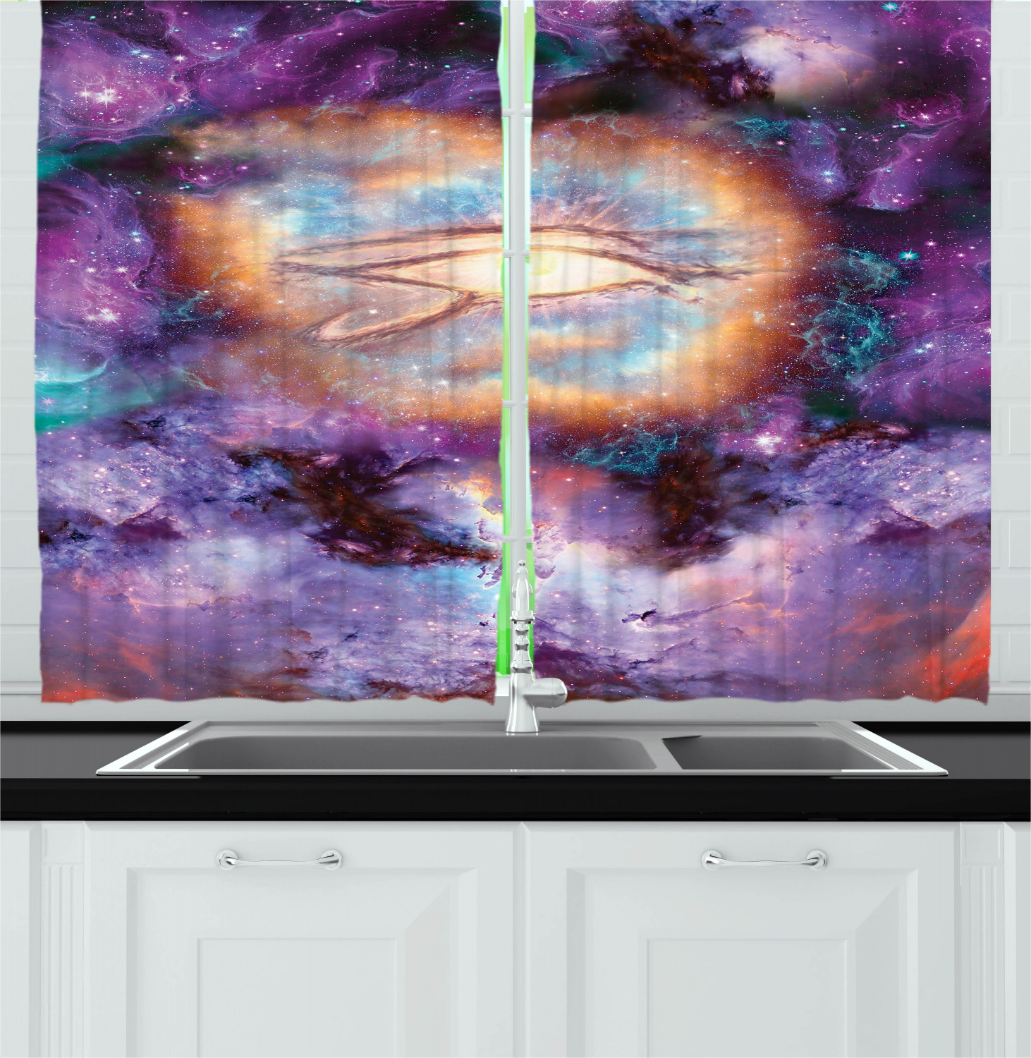 Egypt Kitchen Curtains 2 Panel Set Window Drapes 55" X 39" - Picture 6 of 11