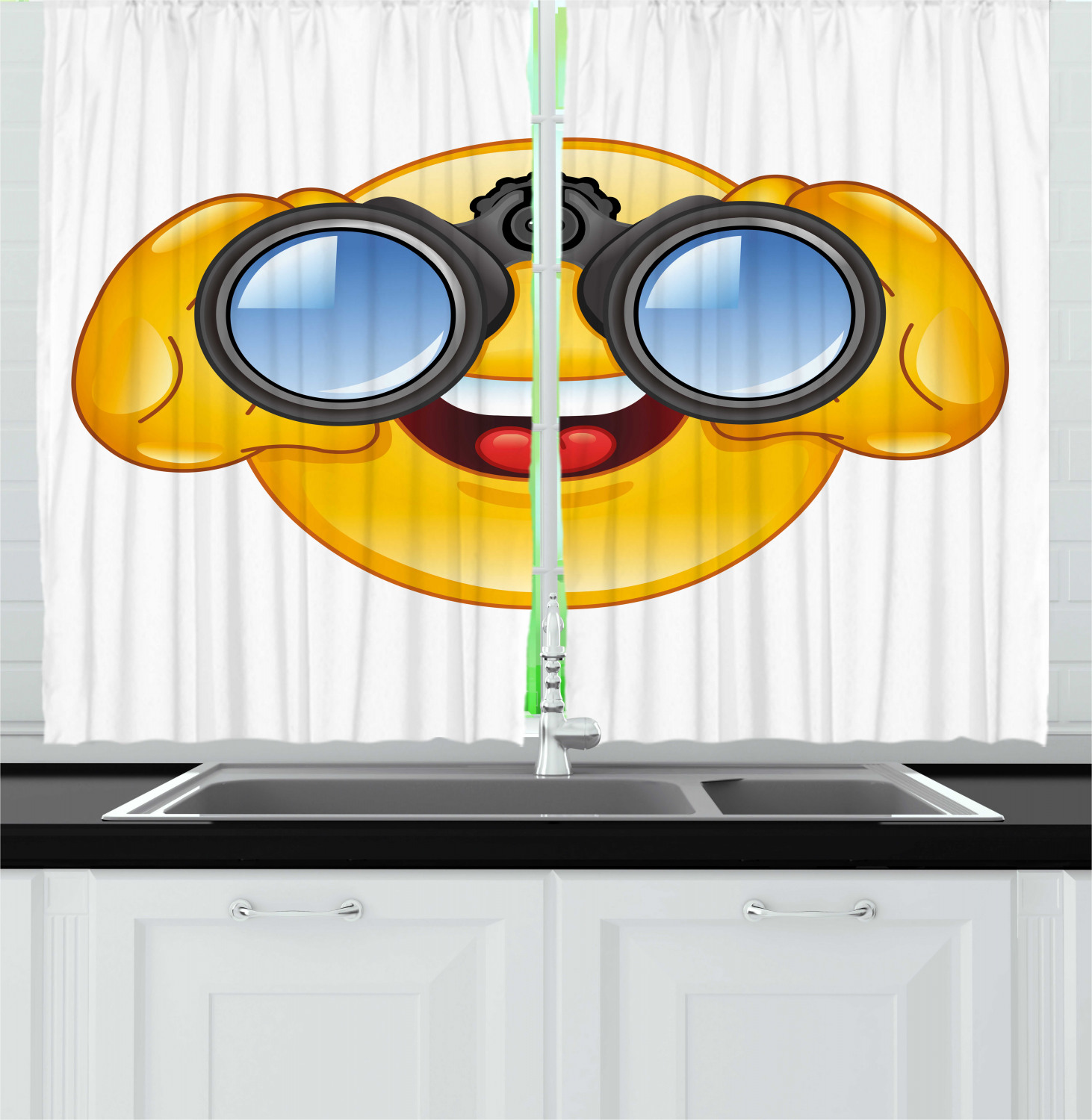 Colorful Emoji Kitchen Curtains 2 Panel Set Window Drapes 55" X 39" eBay