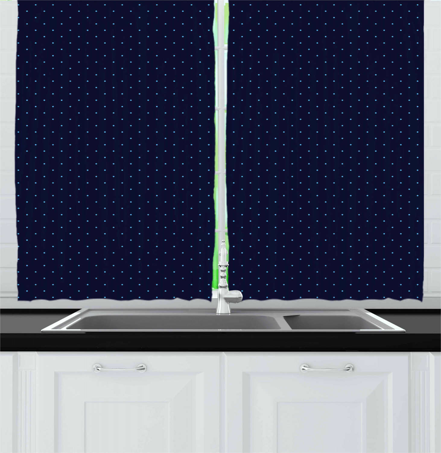 Navy Blue Kitchen Curtains 2 Panel Set Window Drapes 55 X 39   Kc 23155 