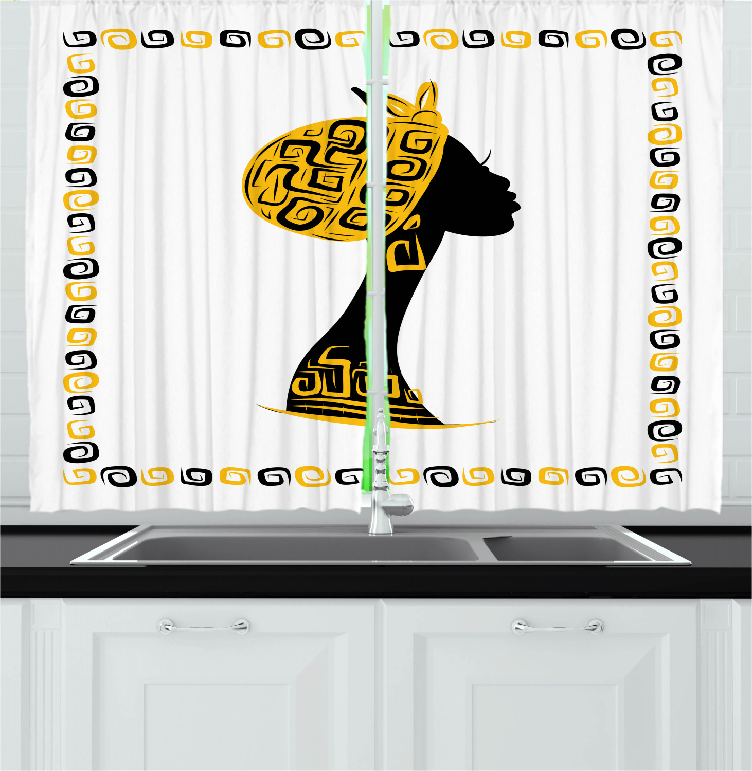 Africa Kitchen Curtains 2 Panel Set Window Drapes 55" X 39" Ambesonne - Picture 10 of 18