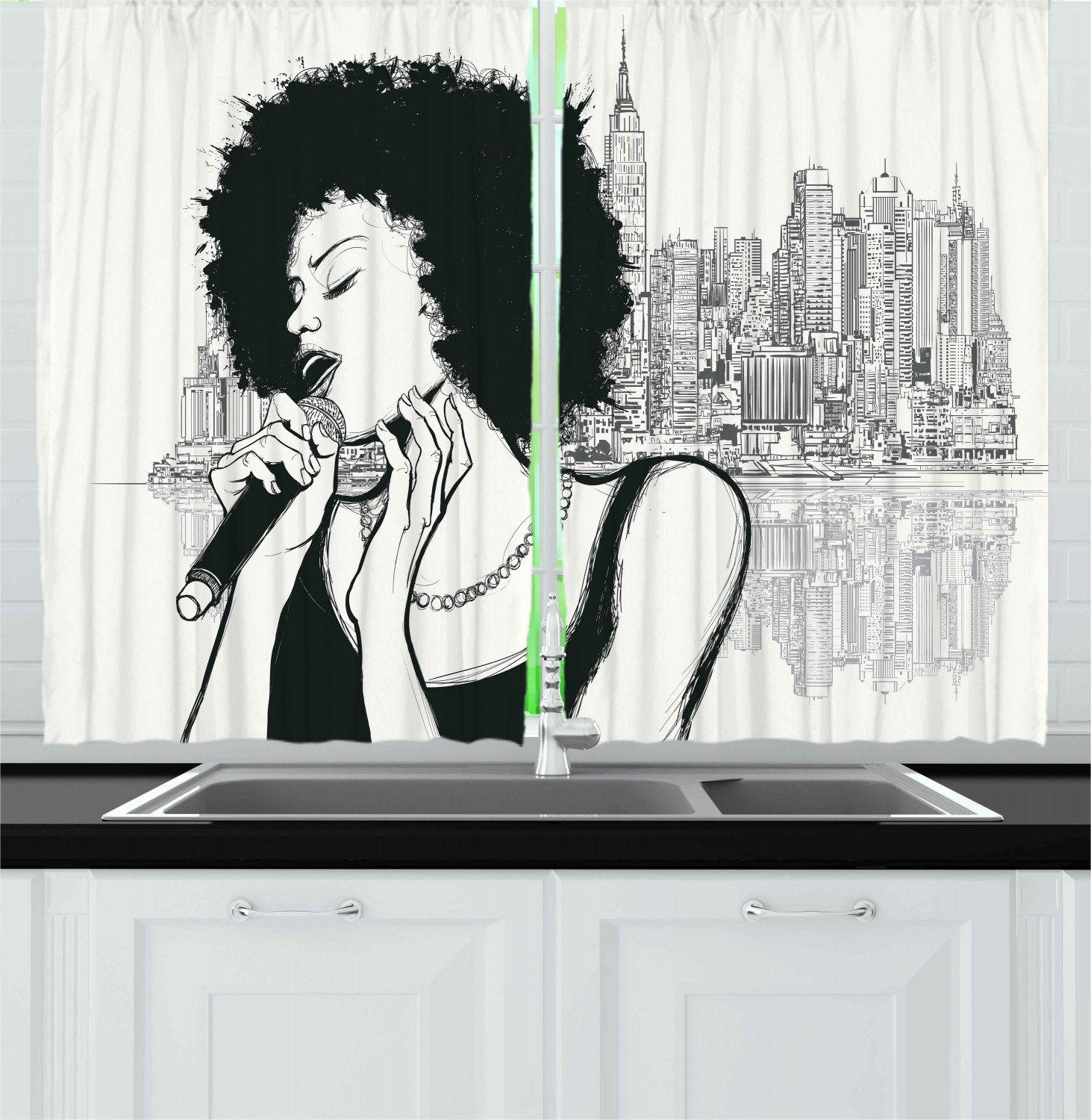 Africa Kitchen Curtains 2 Panel Set Window Drapes 55" X 39" Ambesonne - Picture 13 of 18